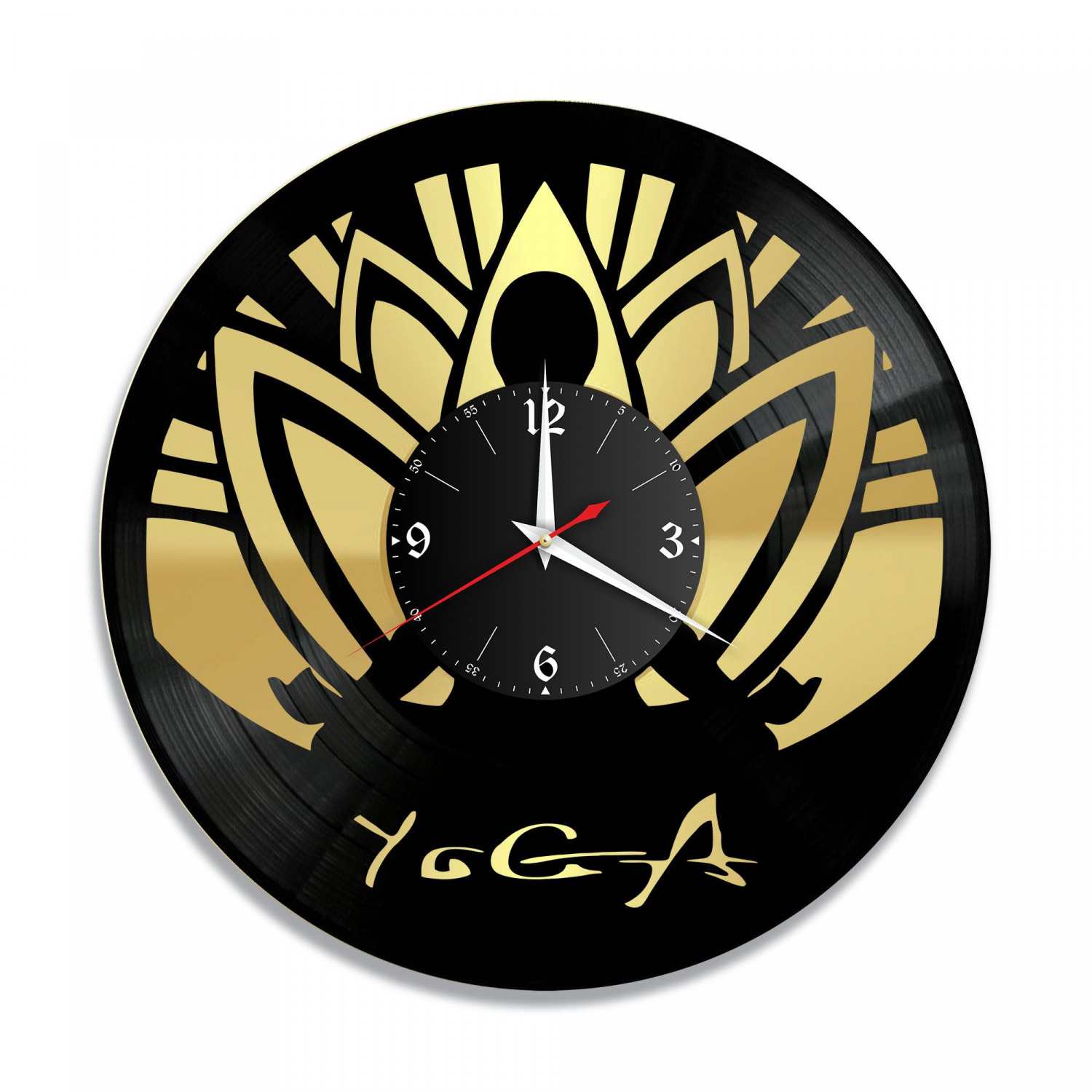 Часы настенные "Йога, золото" из винила, №1 VC-11007-1