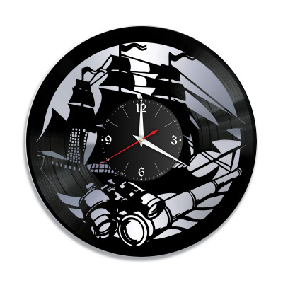Часы настенные "Море (Корабли), серебро" из винила, №3