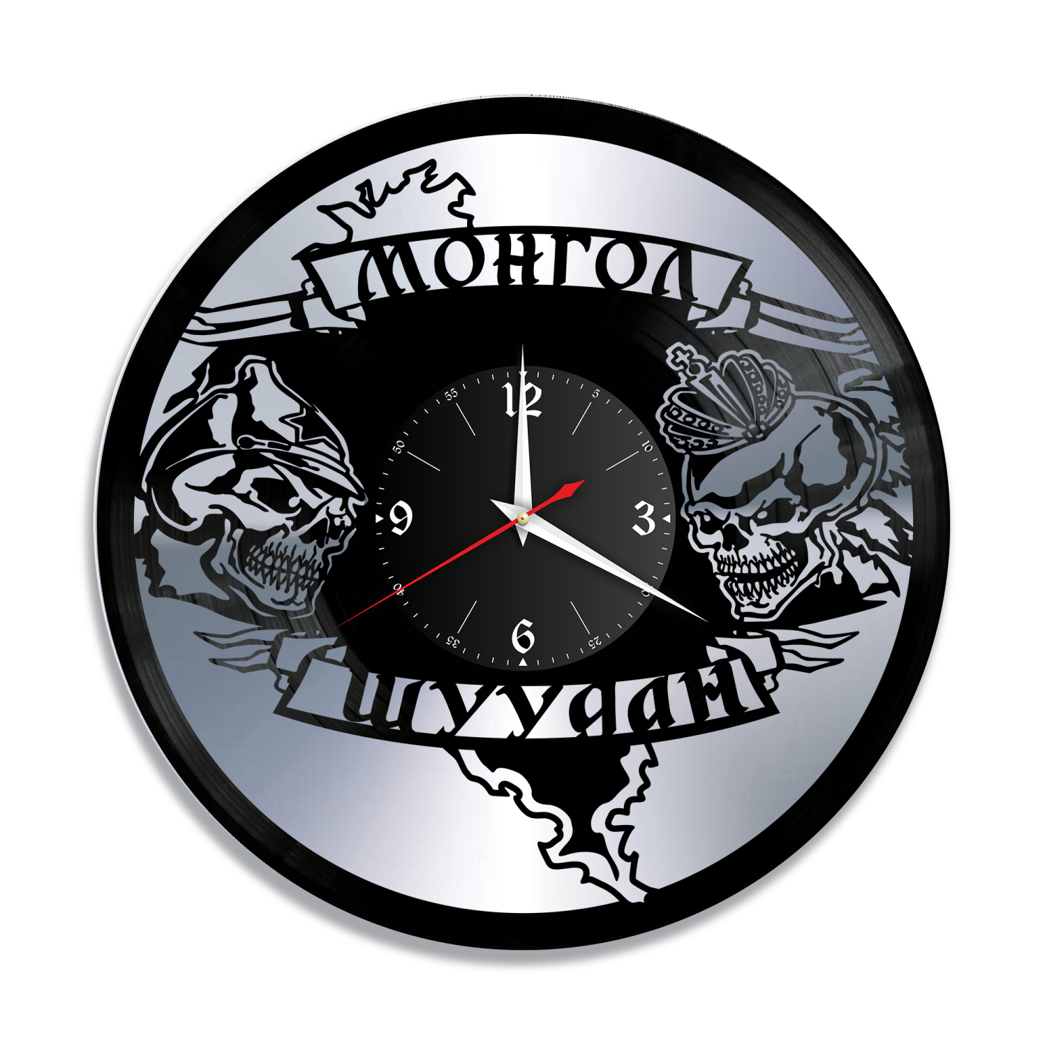 Часы настенные "Группа Монгол Шуудан, серебро" из винила, №R1 VC-12137-2