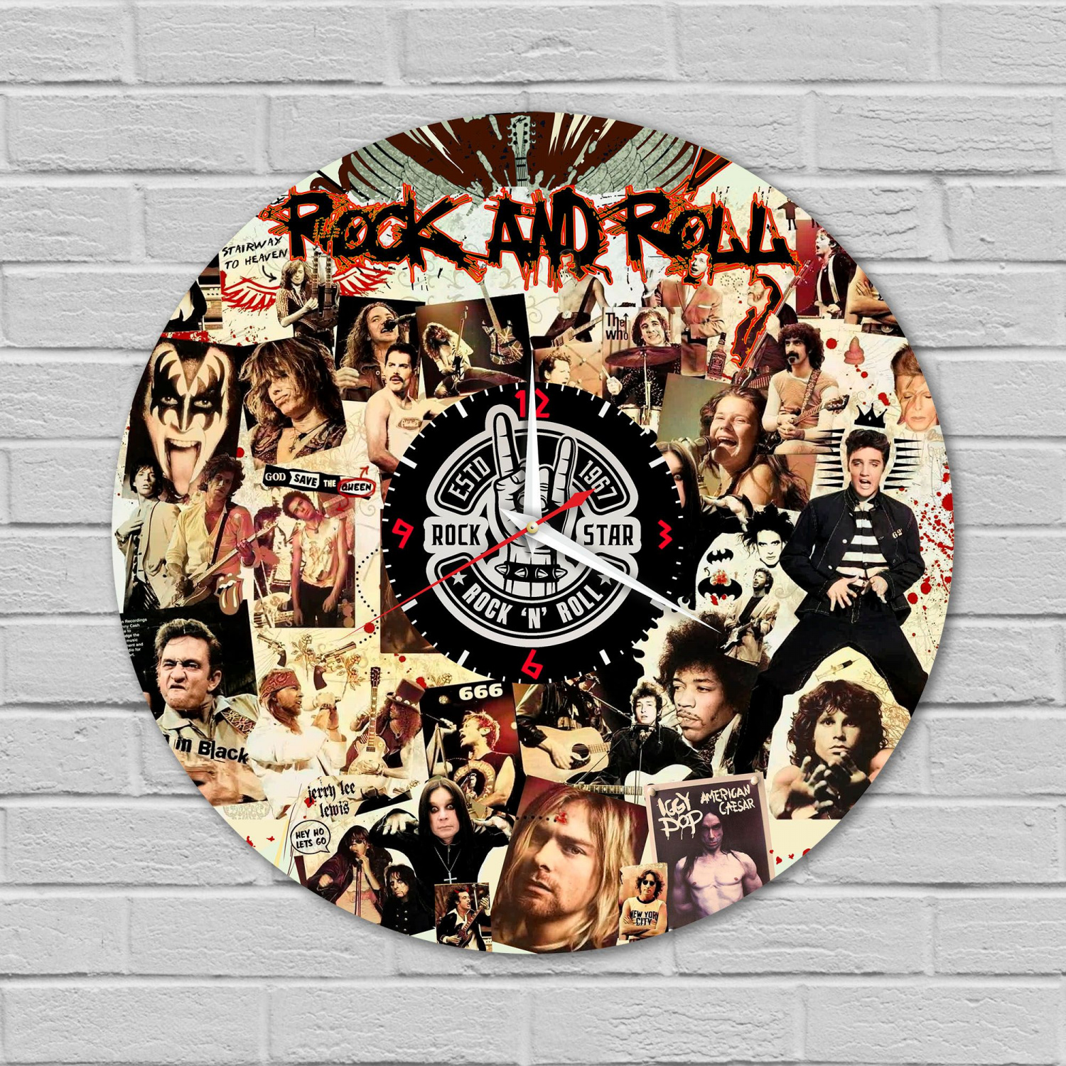 Часы настенные "Rock-n-Roll сборник" из винила, №1, с принтом VC-12065