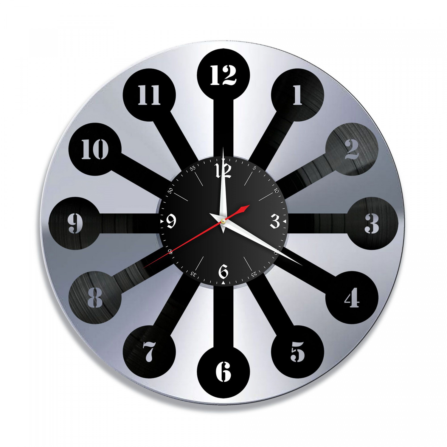 Часы настенные "Цифры, серебро" из винила, №22 VC-12057-2