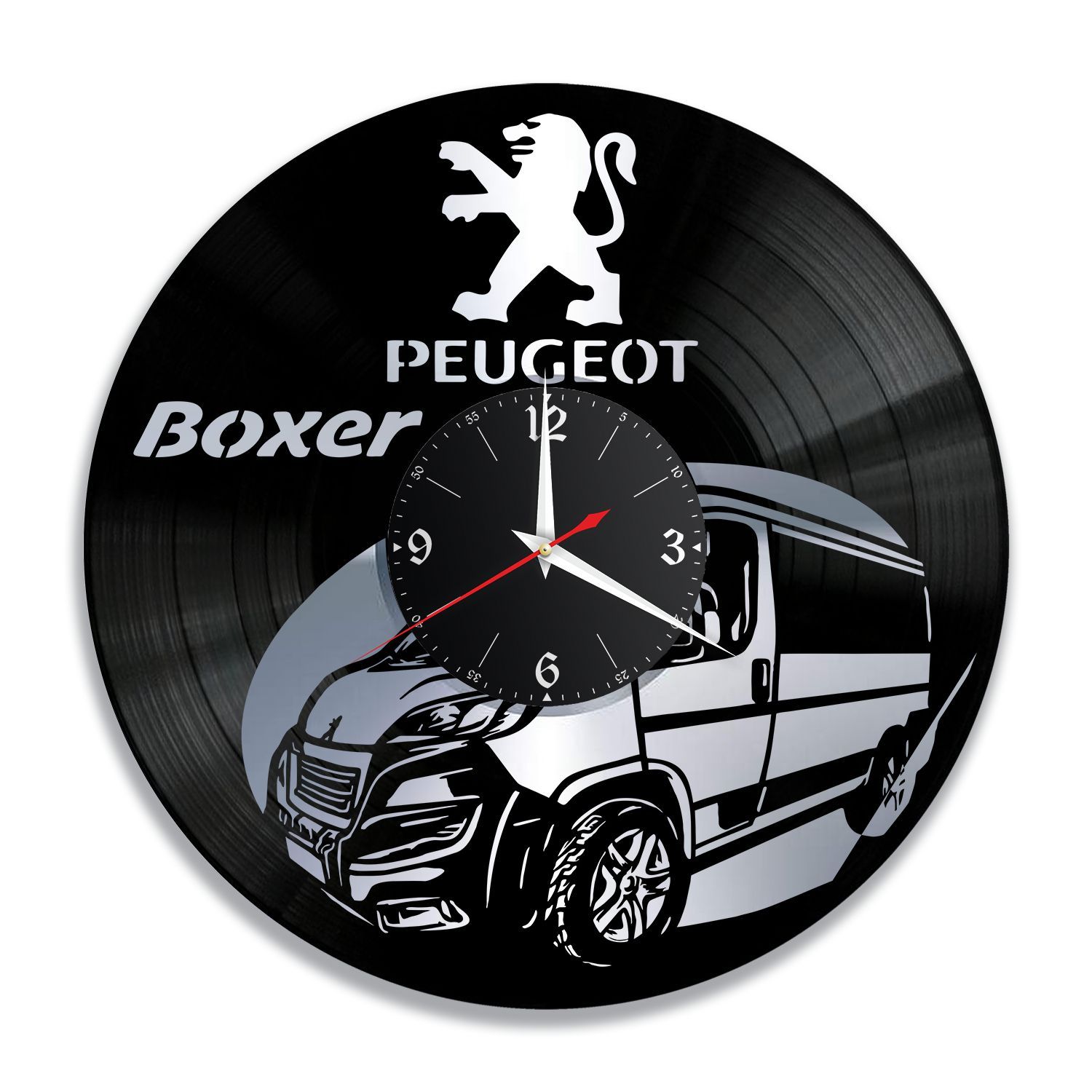 Часы настенные "Пежо Boxer (Peugeot), серебро" из винила, №3 VC-12233-2