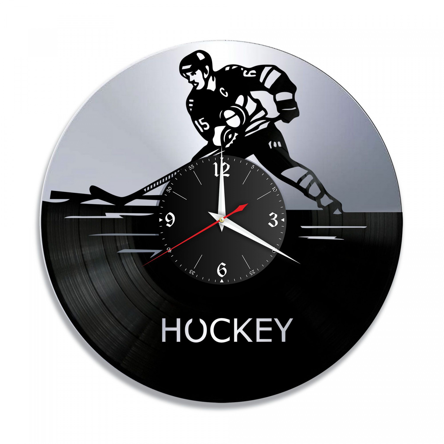Часы настенные "Хоккей, серебро" из винила, №1 VC-10531-2