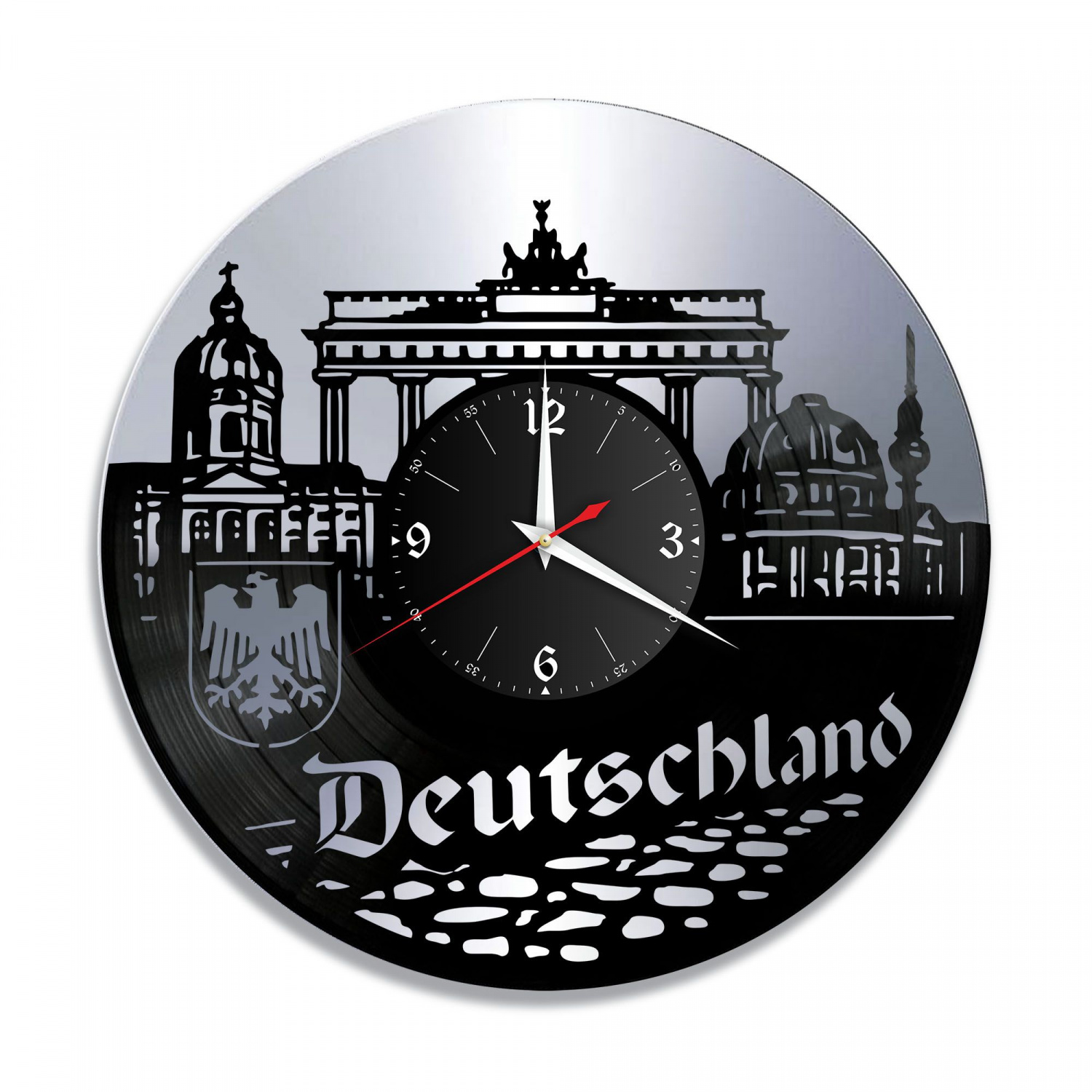 Часы настенные "Германия, серебро" из винила, №1 VC-10470-2