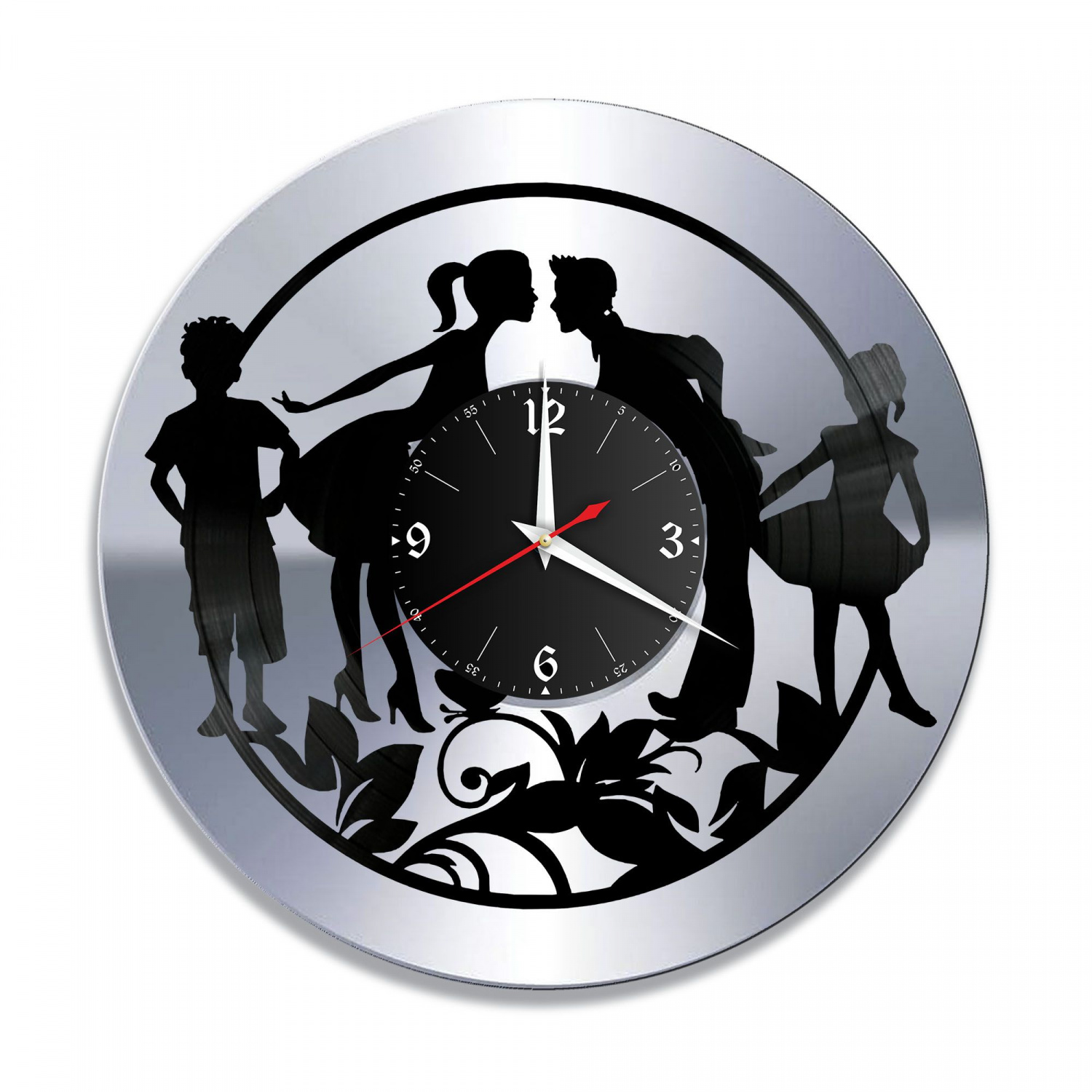 Часы настенные "Семья, серебро" из винила, №1 VC-10947-2