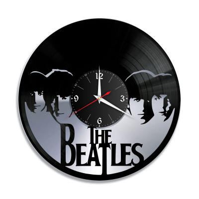 Часы настенные "группа Битлз (The Beatles), серебро" из винила, №6