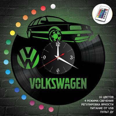 Часы с подсветкой "Volkswagen" из винила, №2