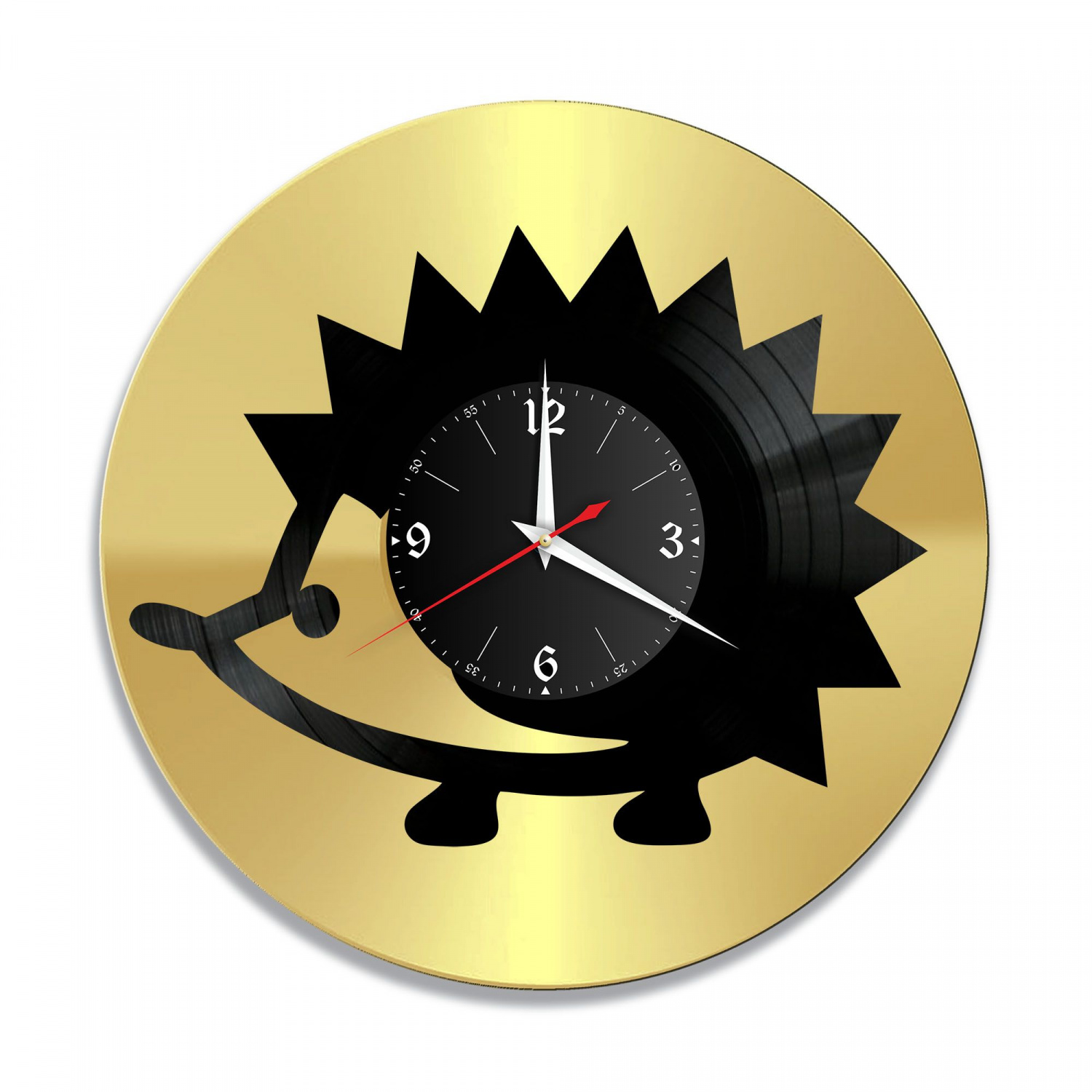 Часы настенные "Ёжик, золото" из винила, №1 VC-10708-1