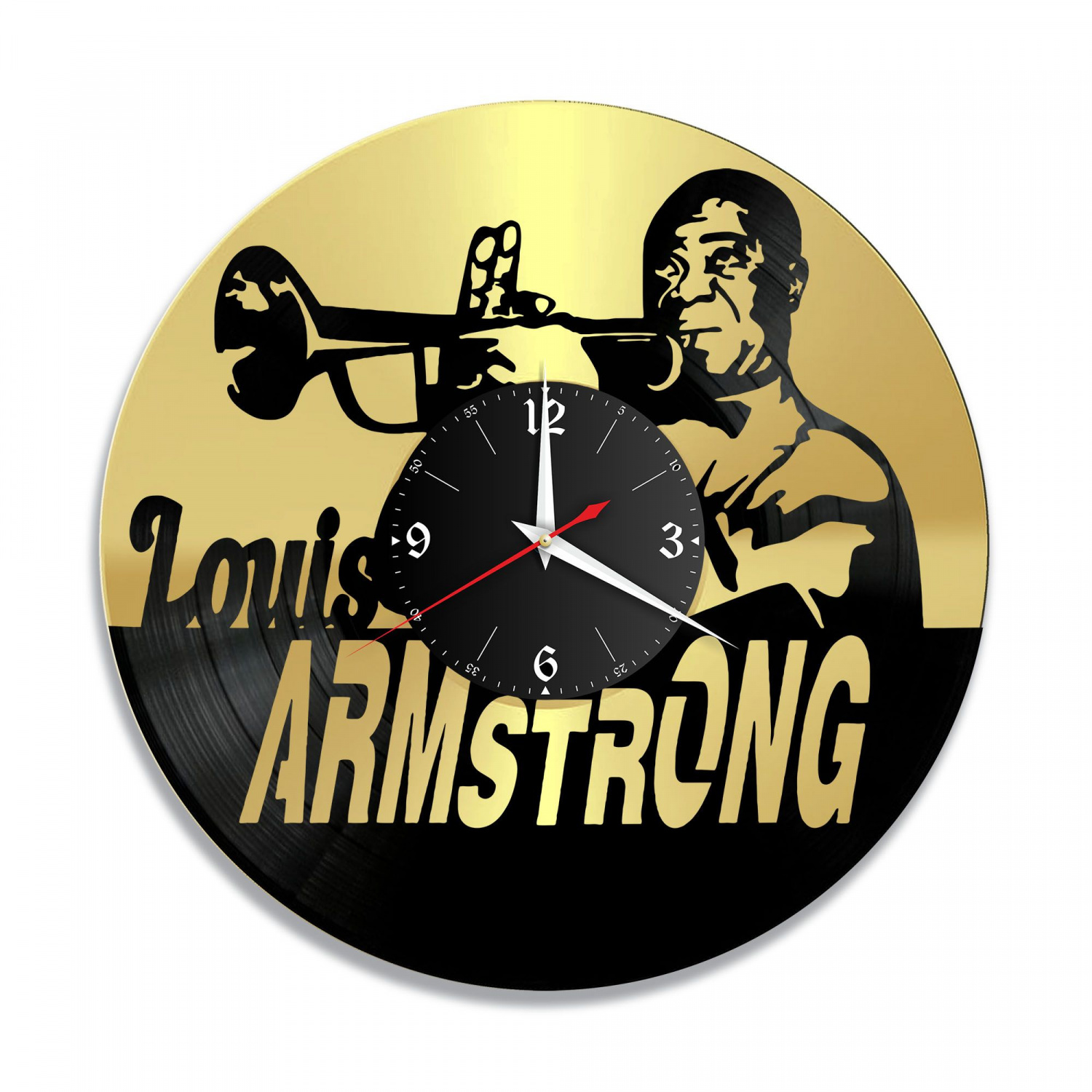 Часы настенные "Louis Armstrong (Луи Армстронг), золото" из винила, №2 VC-10963-1