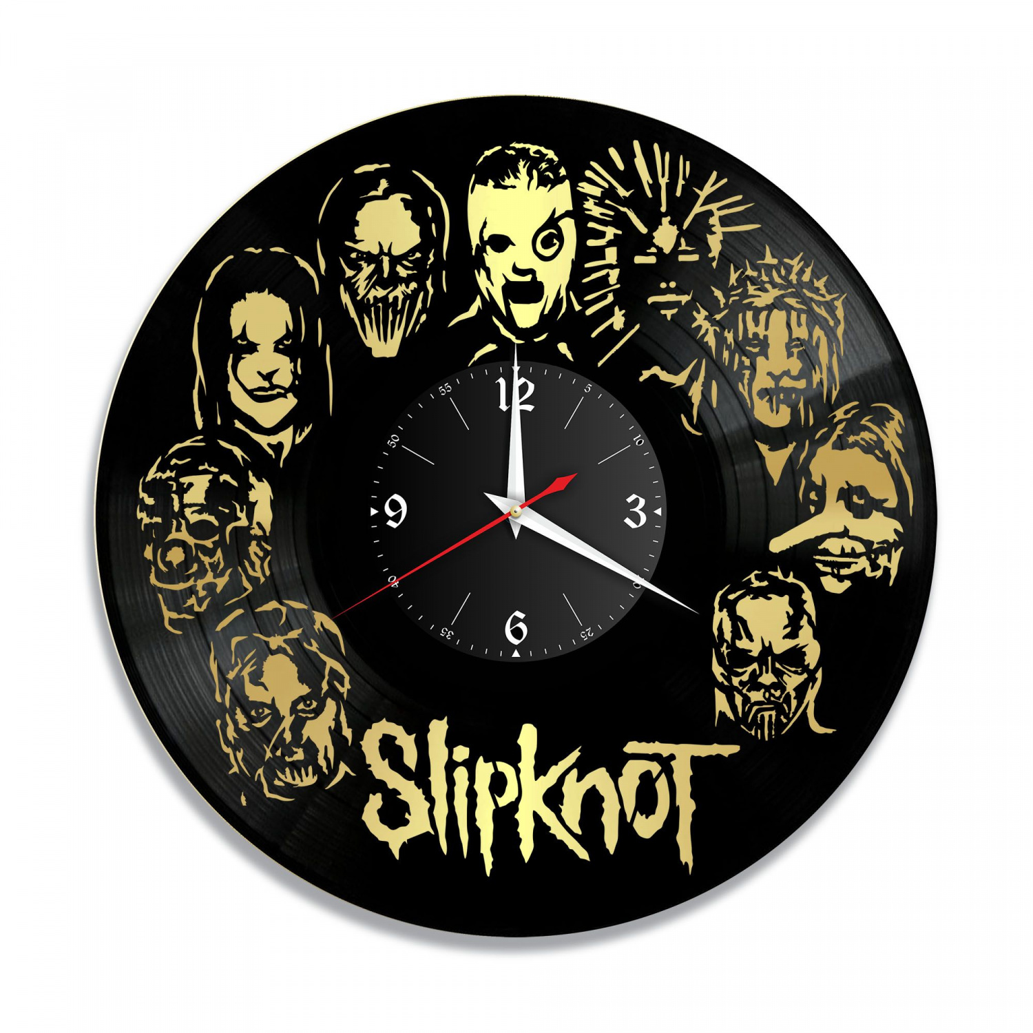 Часы настенные "группа Slipknot, золото" из винила, №2 VC-10163-1