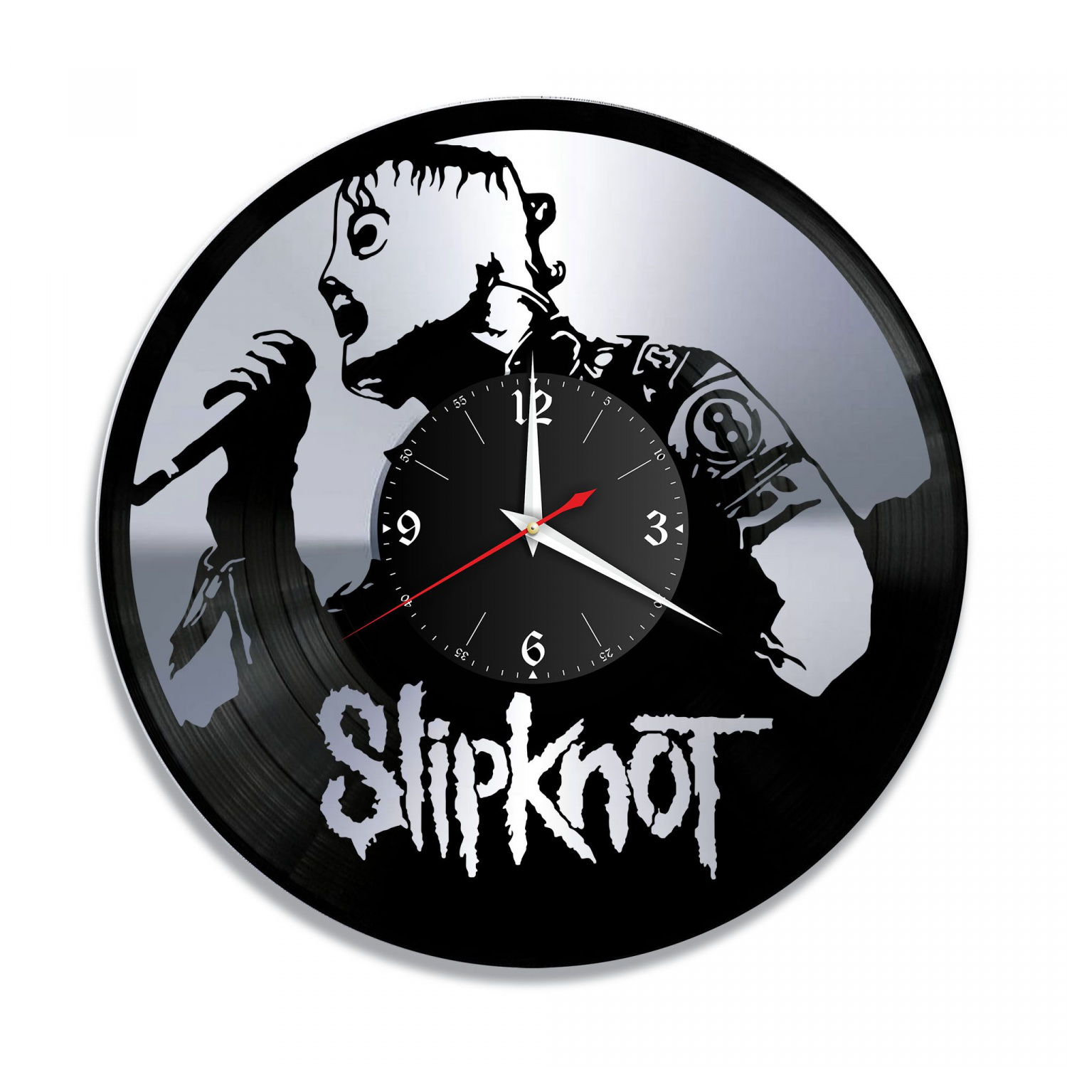 Часы настенные "группа Slipknot, серебро" из винила, №3 VC-10164-2