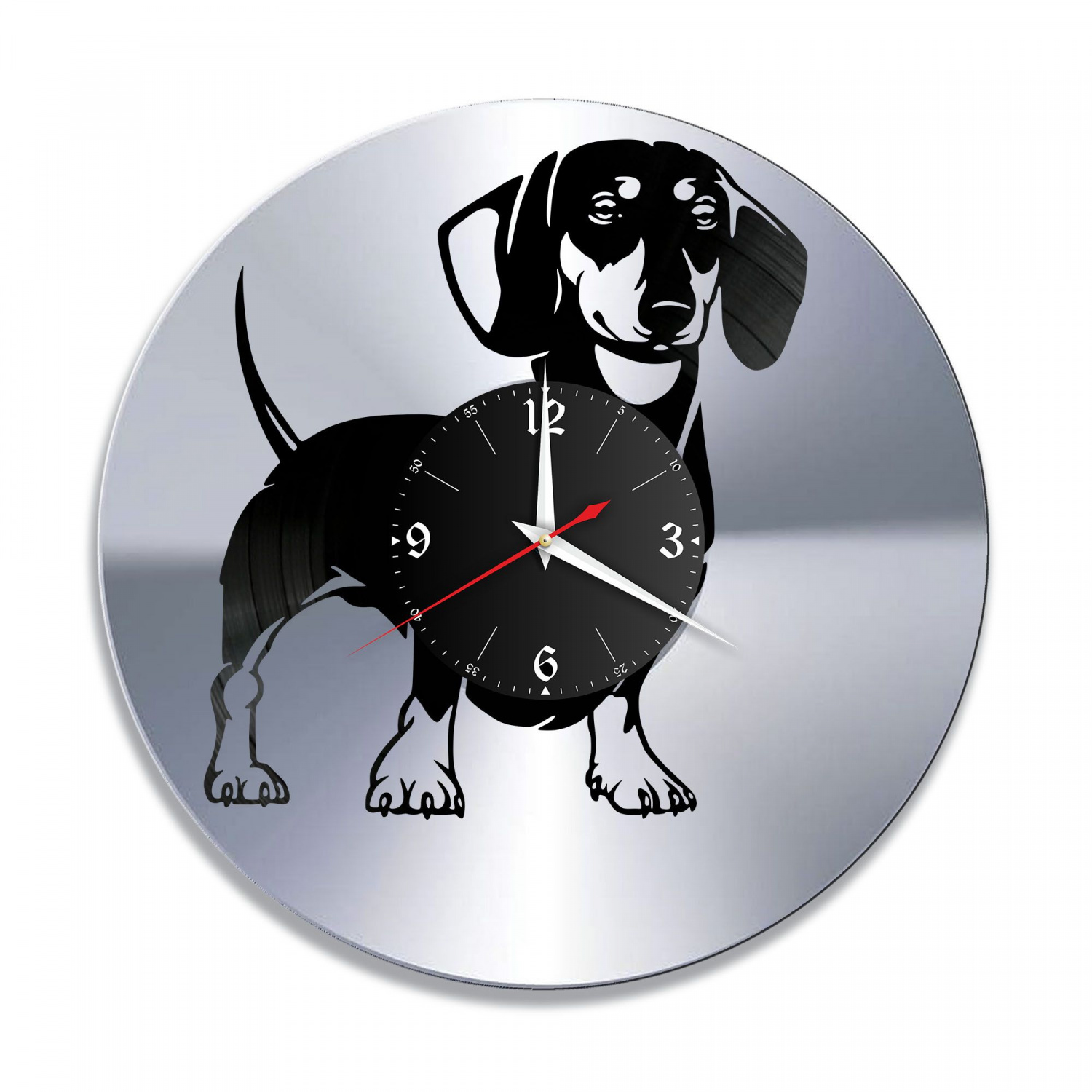 Часы настенные "Собака, серебро" из винила, №2 VC-10727-2