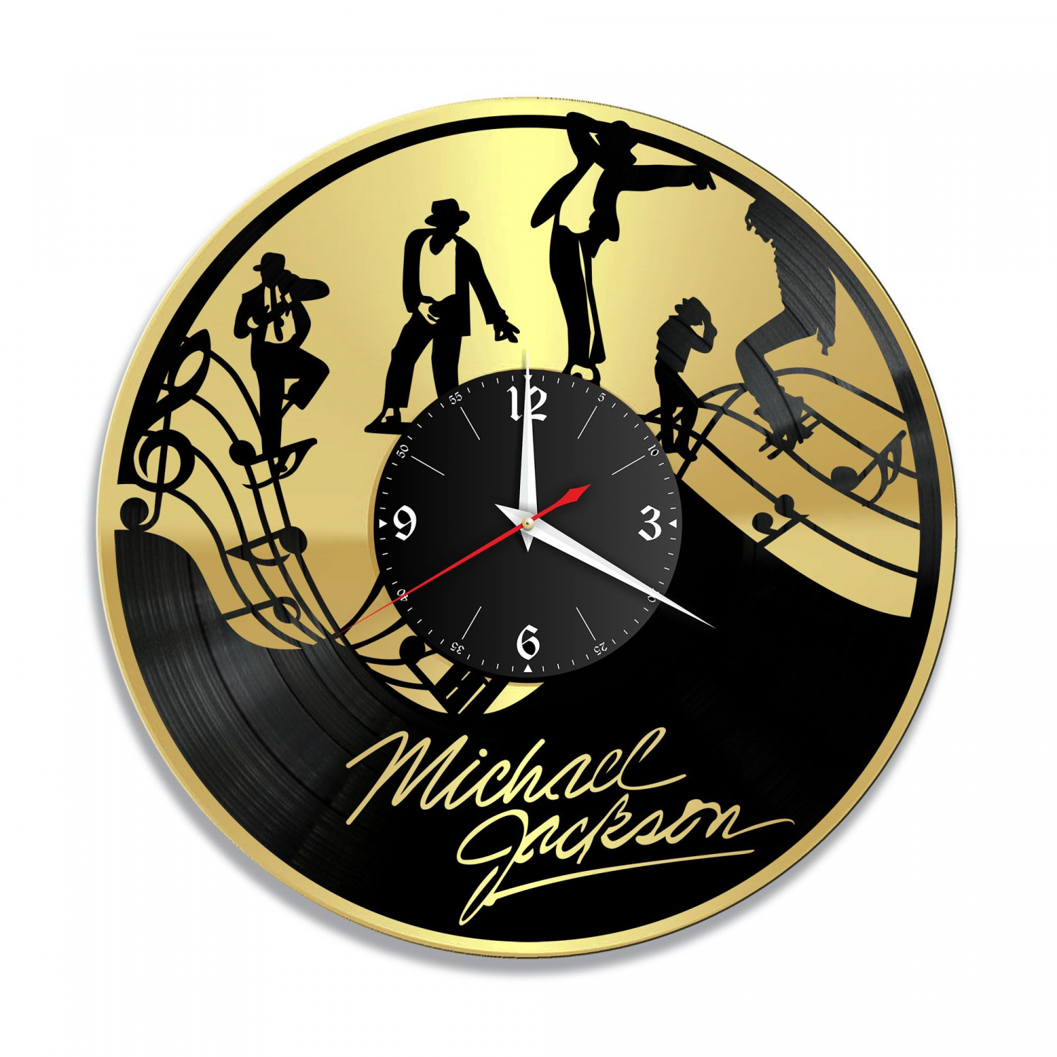 Часы настенные "Майкл Джексон, золото" из винила, №7 VC-10240-1