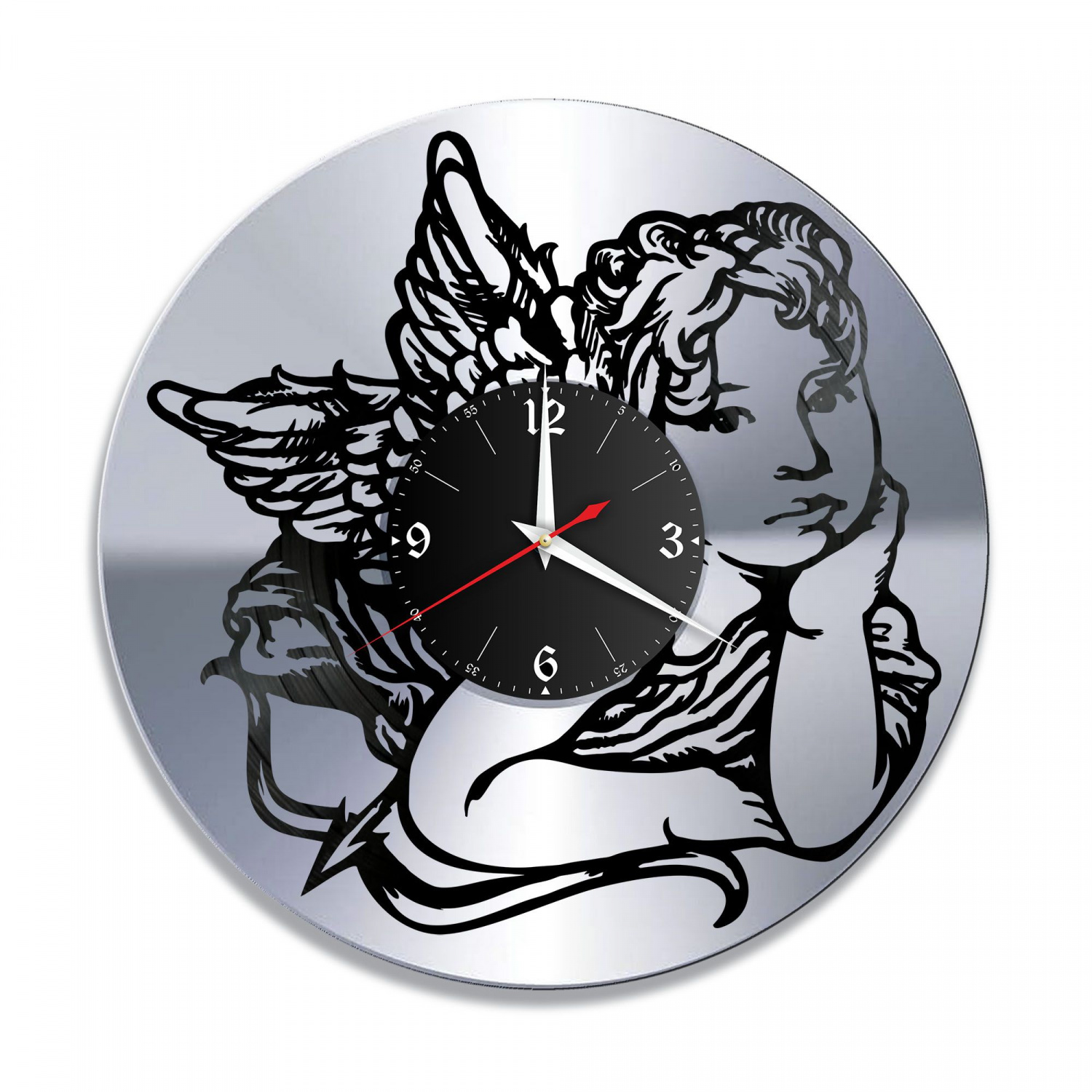 Часы настенные "Ангел, серебро" из винила, №1 VC-10844-2
