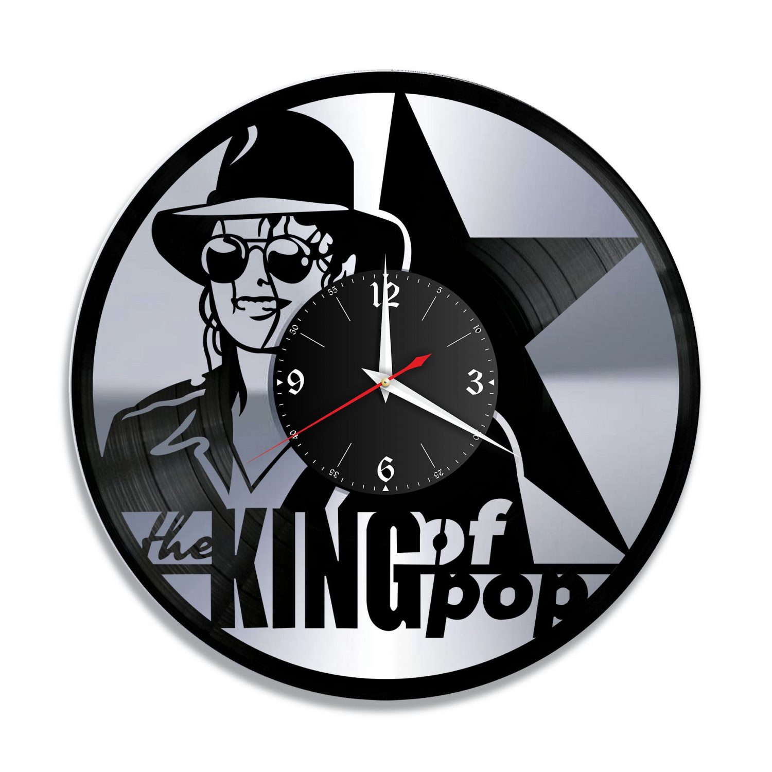 Часы настенные "Майкл Джексон, серебро" из винила, №6 VC-10239-2