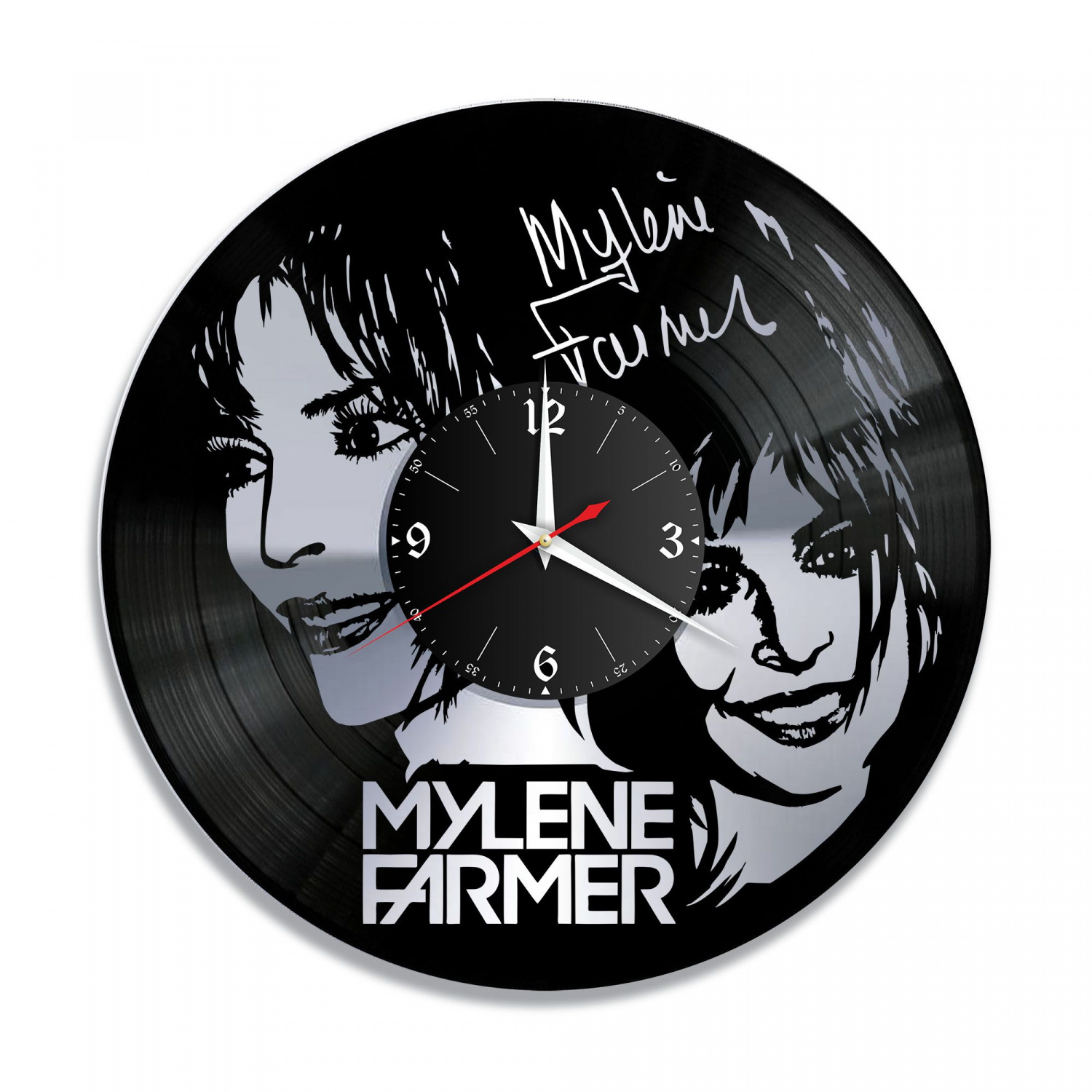 Часы настенные "Mylene Farmer (Милен Фармер), серебро" из винила, №4 VC-10225-2