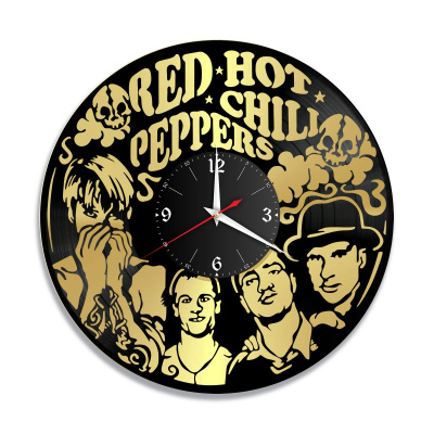 Часы настенные "группа Red Hot Chili Peppers, золото" из винила, №1