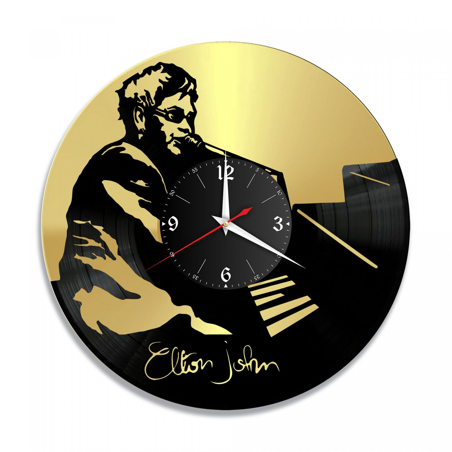 Часы настенные "Элтон Джон (Elton John), золото" из винила, №2 VC-10915-1