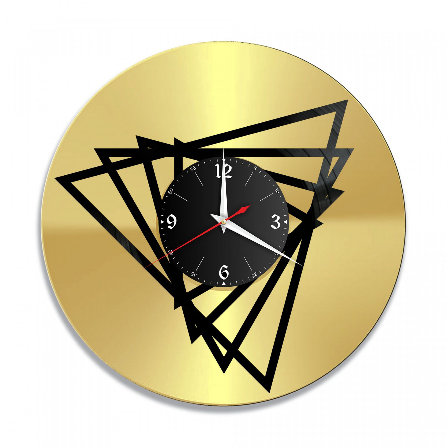 Часы настенные "Треугольники, золото" из винила, №1 VC-11024-1
