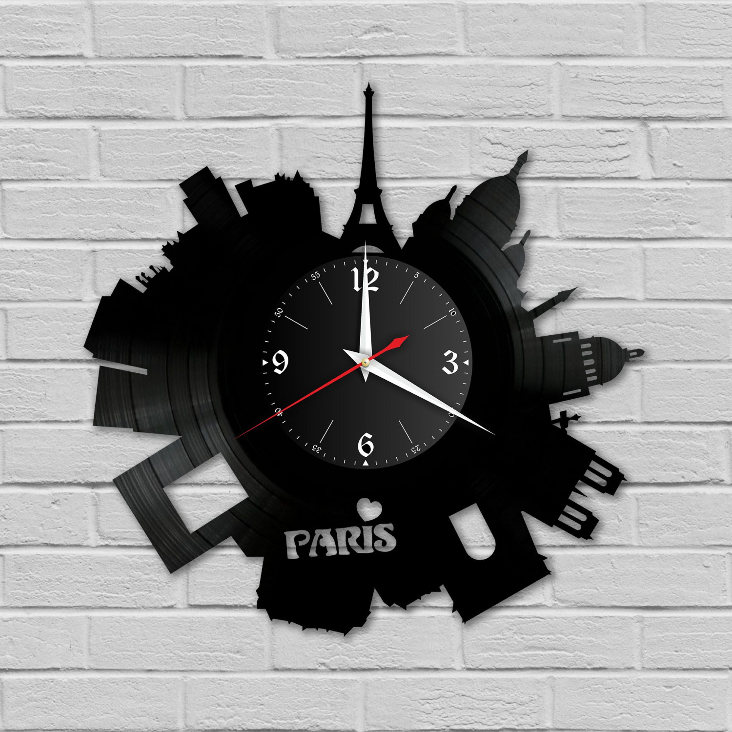Часы настенные "город Париж" из винила, №3 VC-10483