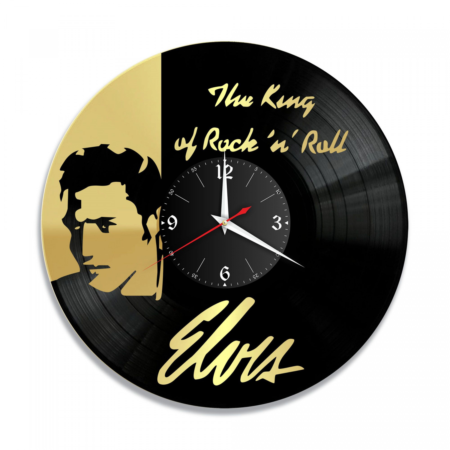 Часы настенные "Элвис Пресли (Elvis Presley), золото" из винила, №2 VC-10195-1