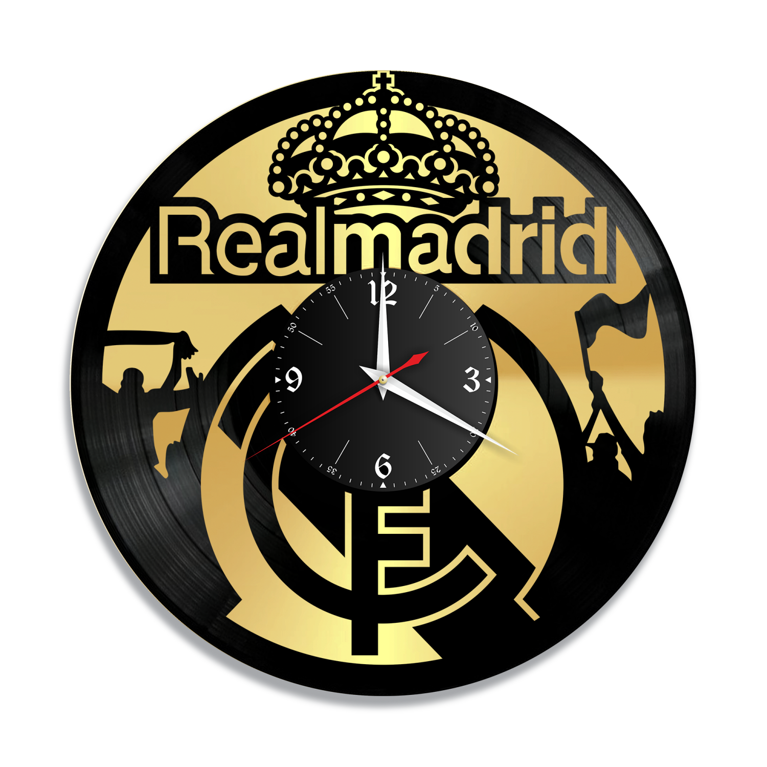 Часы настенные "ФК Реал Мадрид, золото" из винила, №R1 VC-12160-1