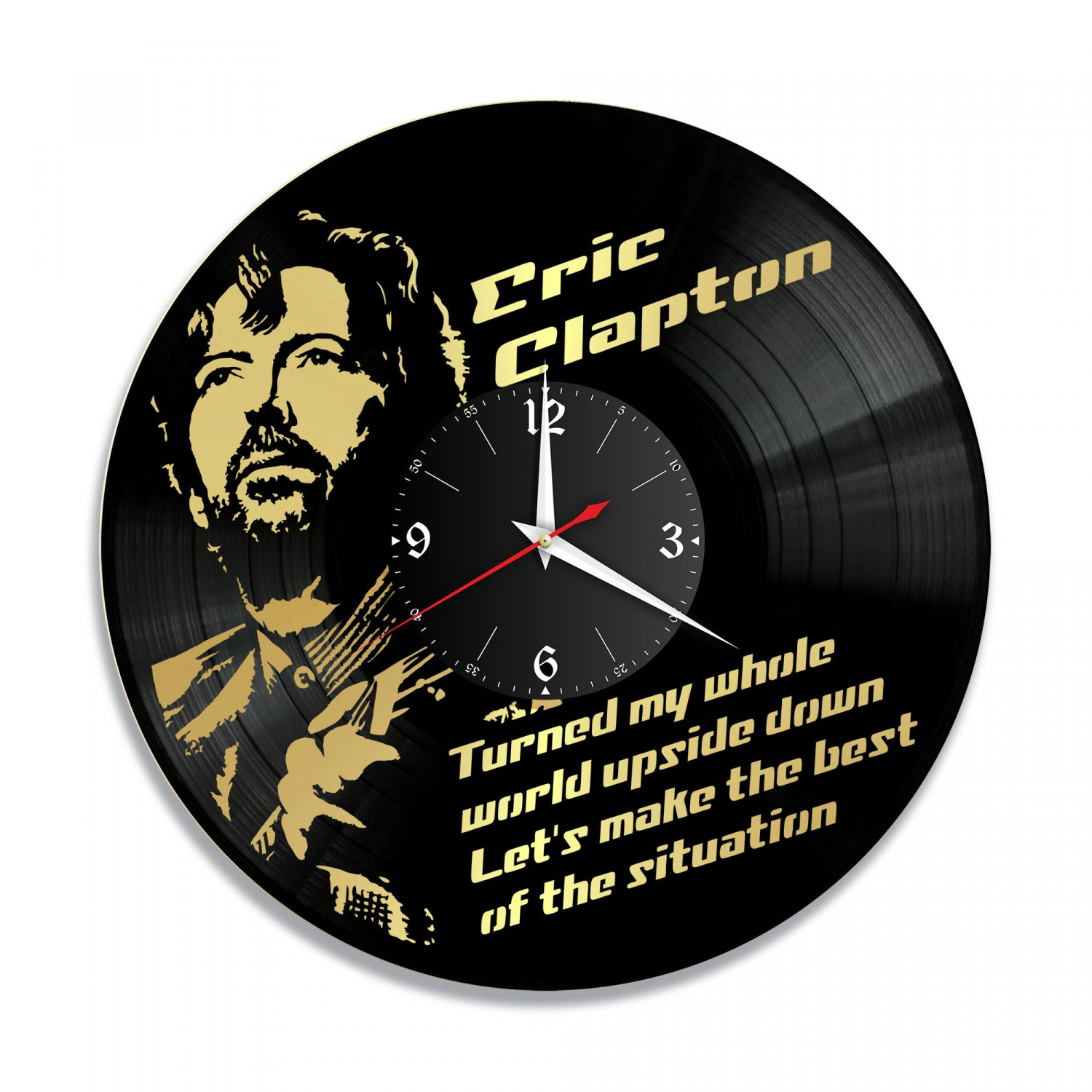 Часы настенные "Eric Clapton, золото" из винила, №1 VC-10813-1