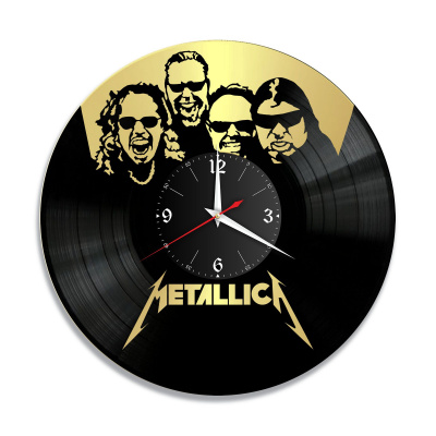 Часы настенные "группа Metallica, золото" из винила, №3