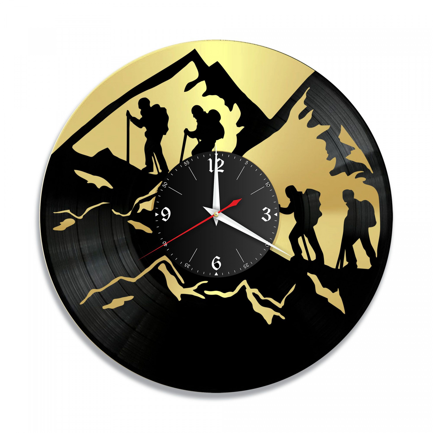 Часы настенные "Альпинизм, золото" из винила, №2 VC-10511-1