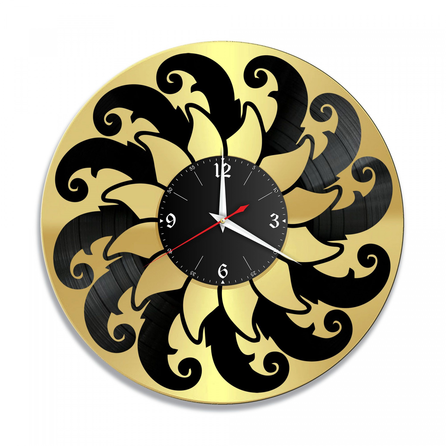 Часы настенные "Подсолнечник, золото" из винила, №1 VC-10795-1