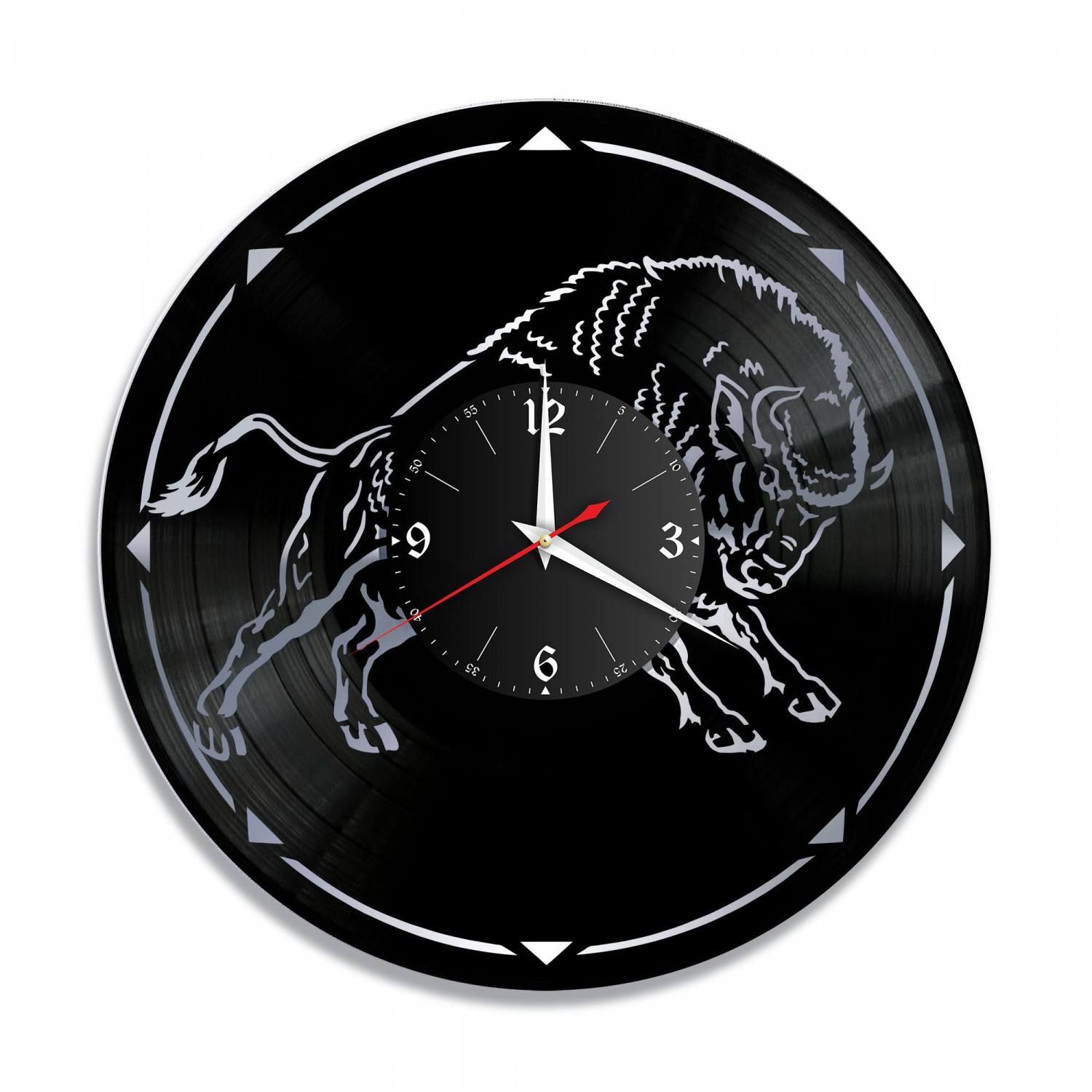 Часы настенные "Зубр, серебро" из винила, №1 VC-10710-2