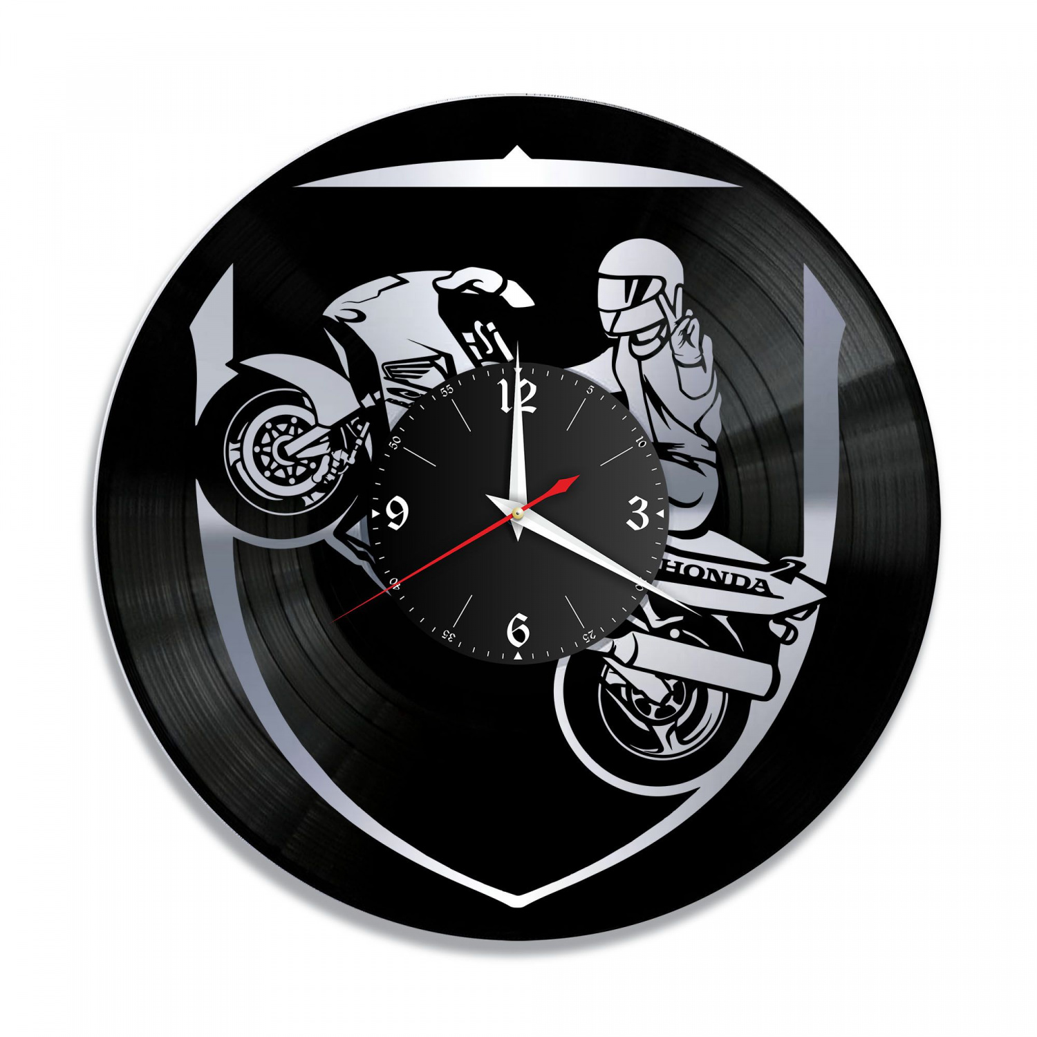 Часы настенные "Мото, серебро" из винила, №11 VC-10439-2