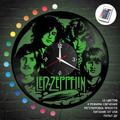 Часы с подсветкой "группа Led Zeppelin" из винила, №2
