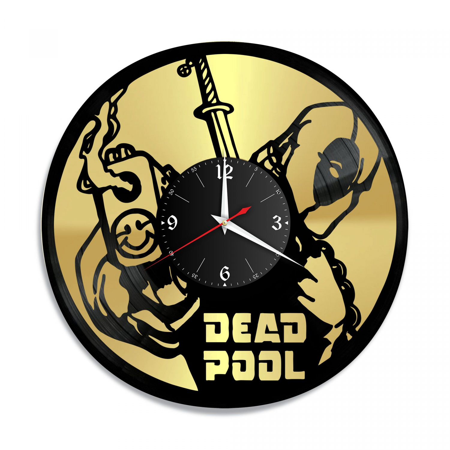 Часы настенные "Deadpool, золото" из винила, №1 VC-10307-1