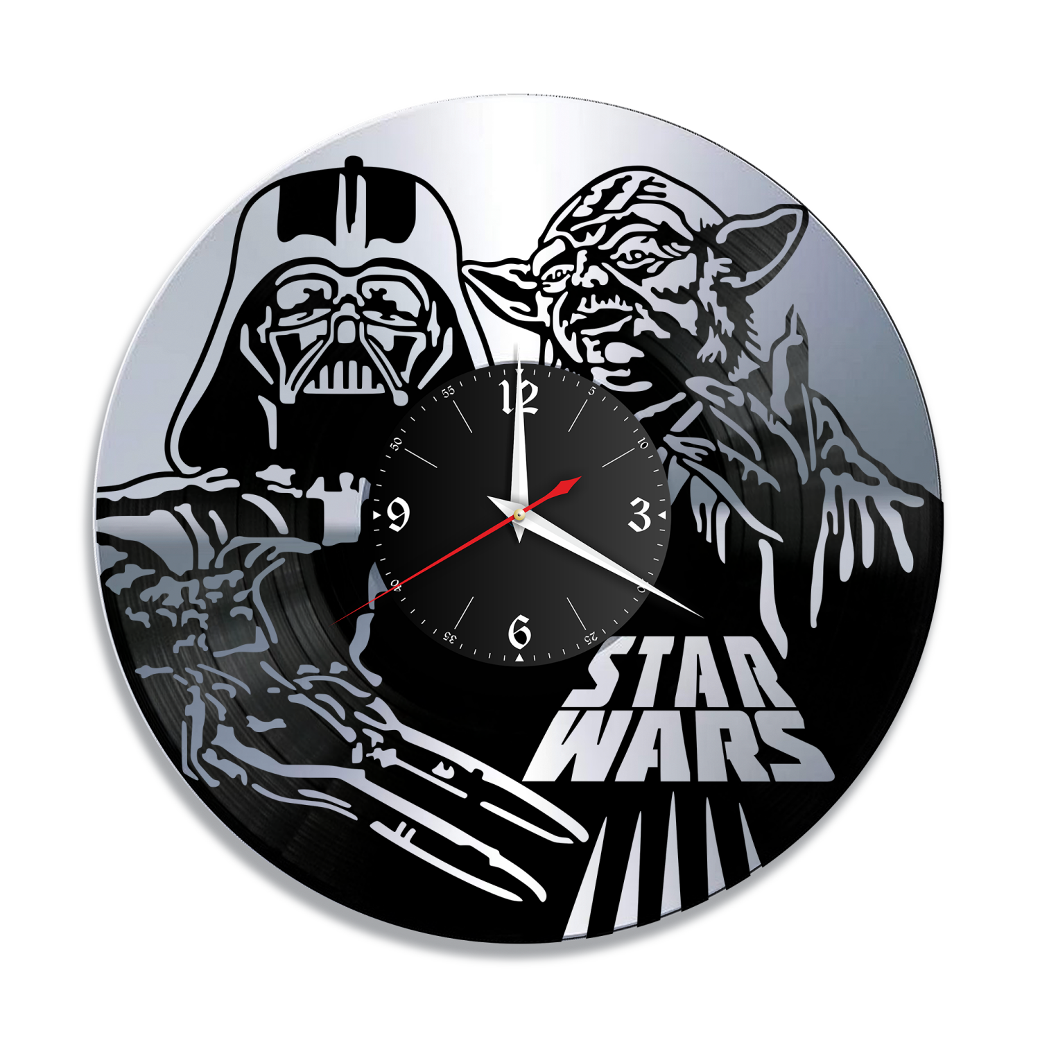Часы настенные "Звездные Войны, серебро" из винила, №R2 VC-12126-2