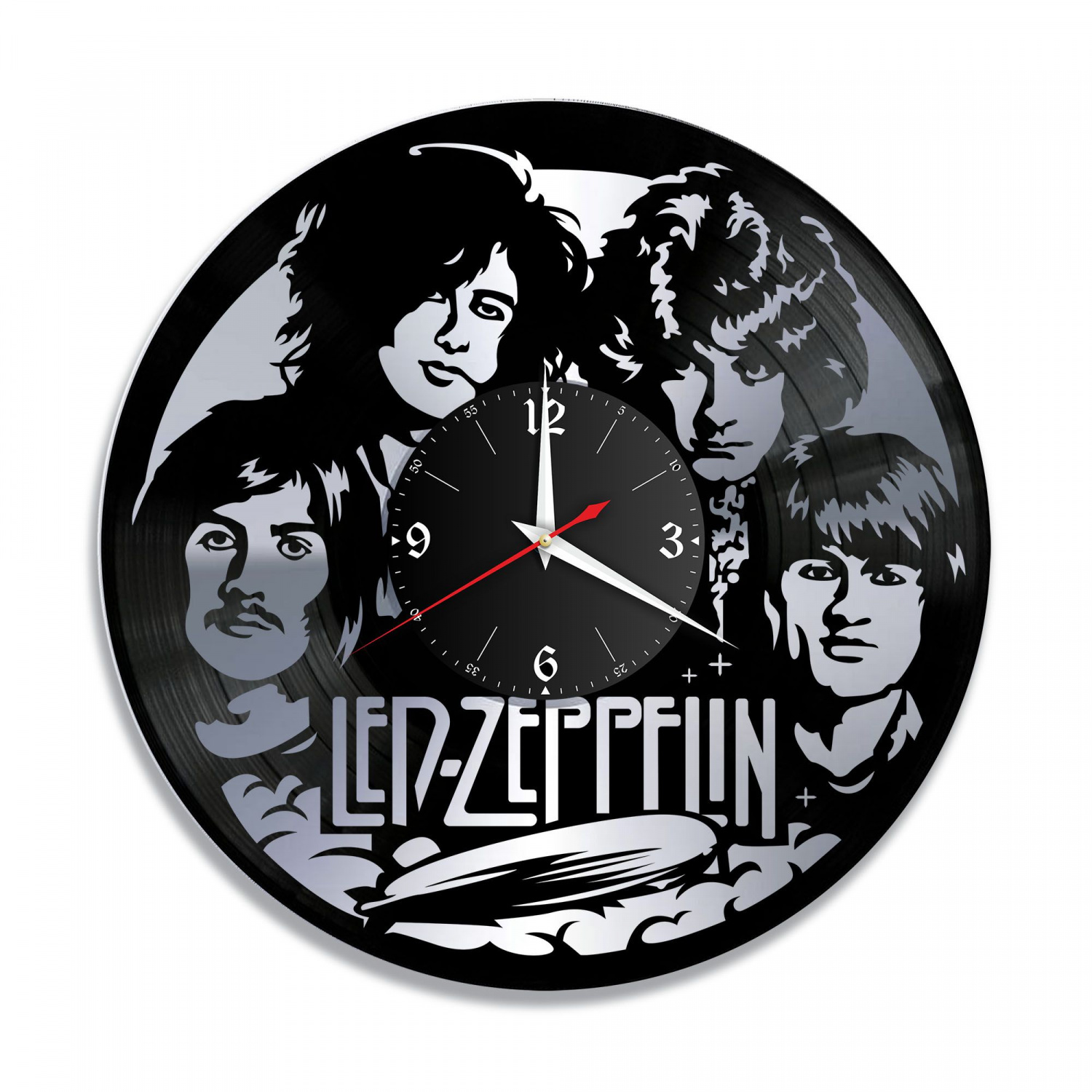 Часы настенные "группа Led Zeppelin, серебро" из винила, №2 VC-10107-2