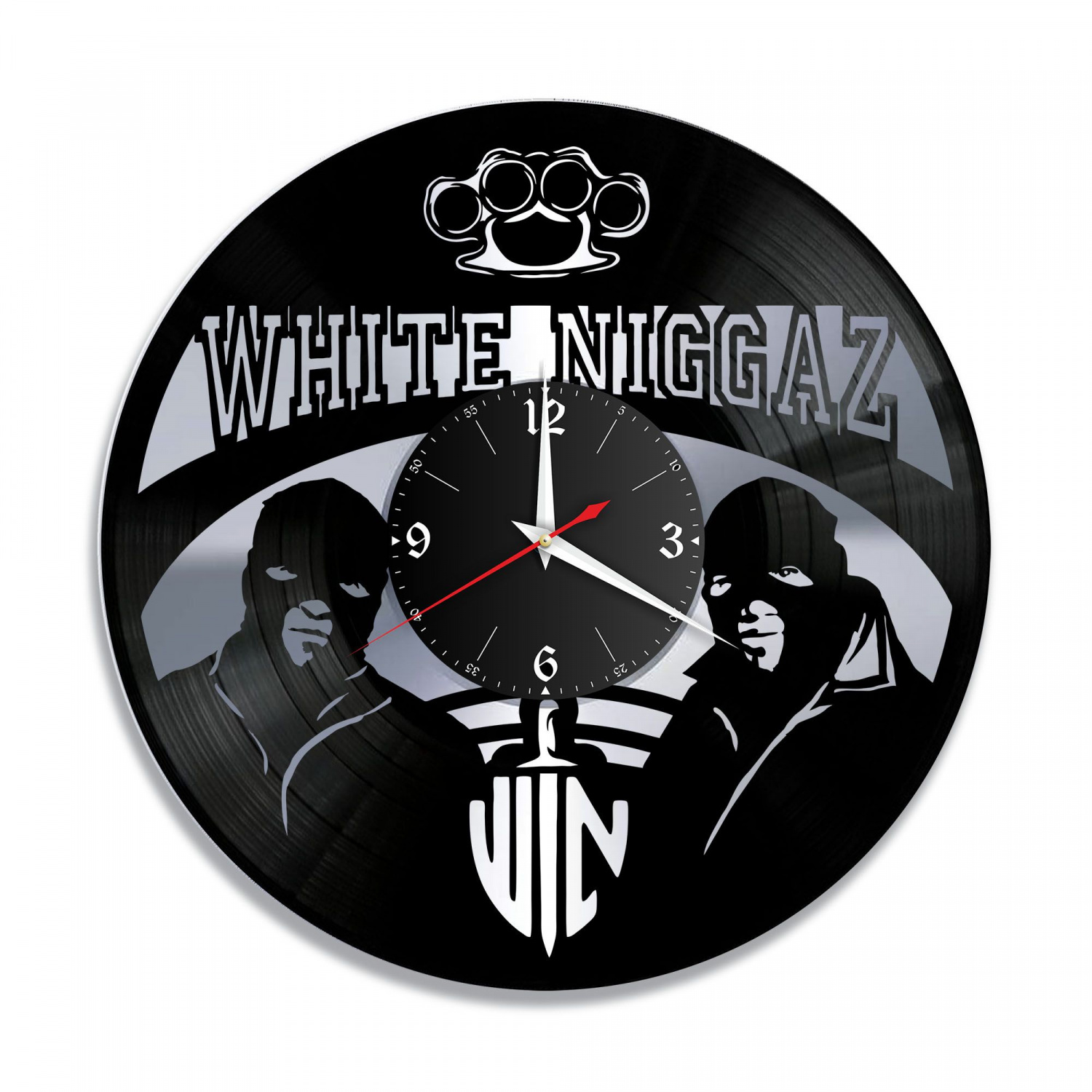Часы настенные "группа White Niggaz, серебро" из винила, №1 VC-10284-2