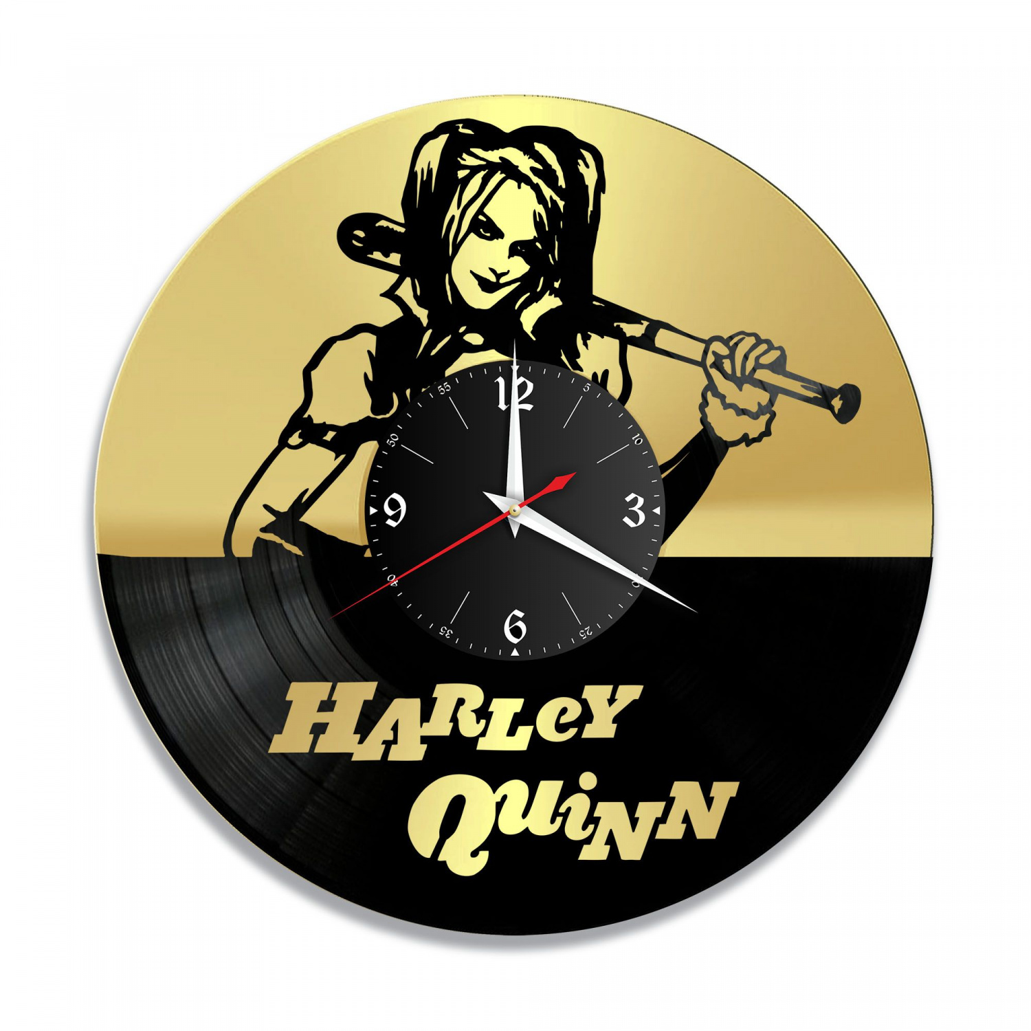 Часы настенные "Харли Квинн (Harley Quinn), золото" из винила, №1 VC-10962-1