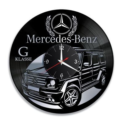Часы настенные "Гелик (Mercedes G-Class), серебро" из винила, №8