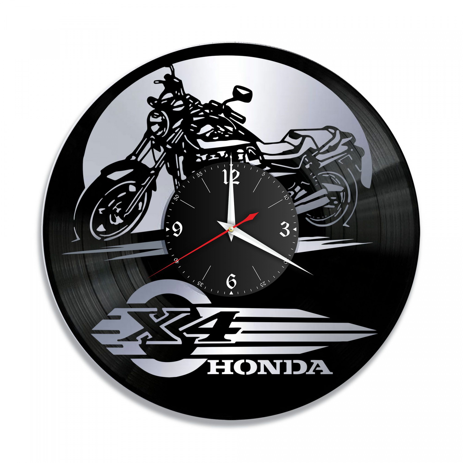 Часы настенные "Мото (Honda x4), серебро" из винила, №20 VC-10885-2