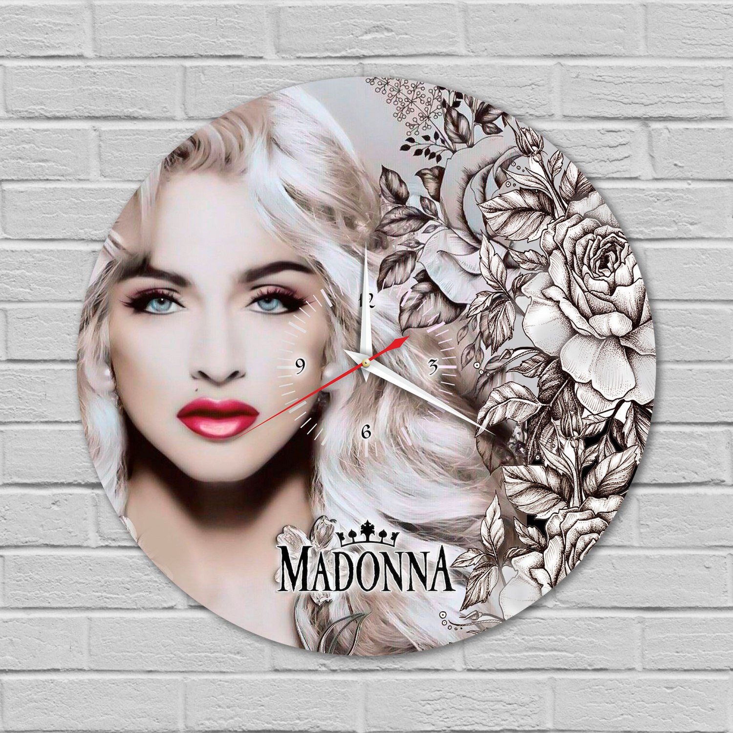Часы настенные "Madonna" из винила, №1, с принтом VC-11035