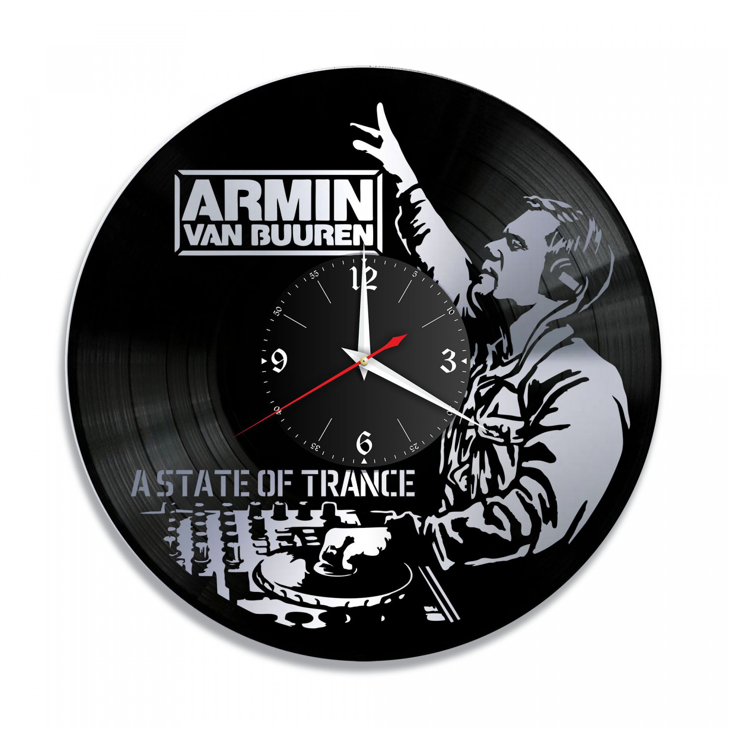 Часы настенные "Армин ван Бюрен (Armin van Buuren), серебро" из винила, №1 VC-10230-2