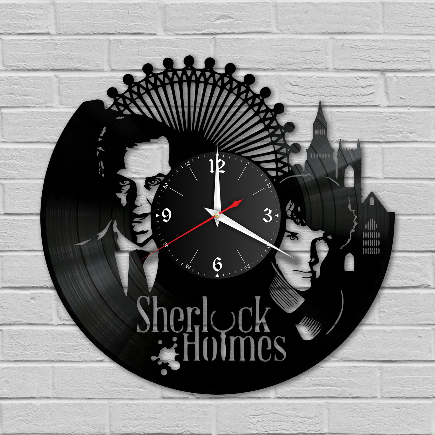 Часы настенные "Шерлок" из винила, №1 VC-10382