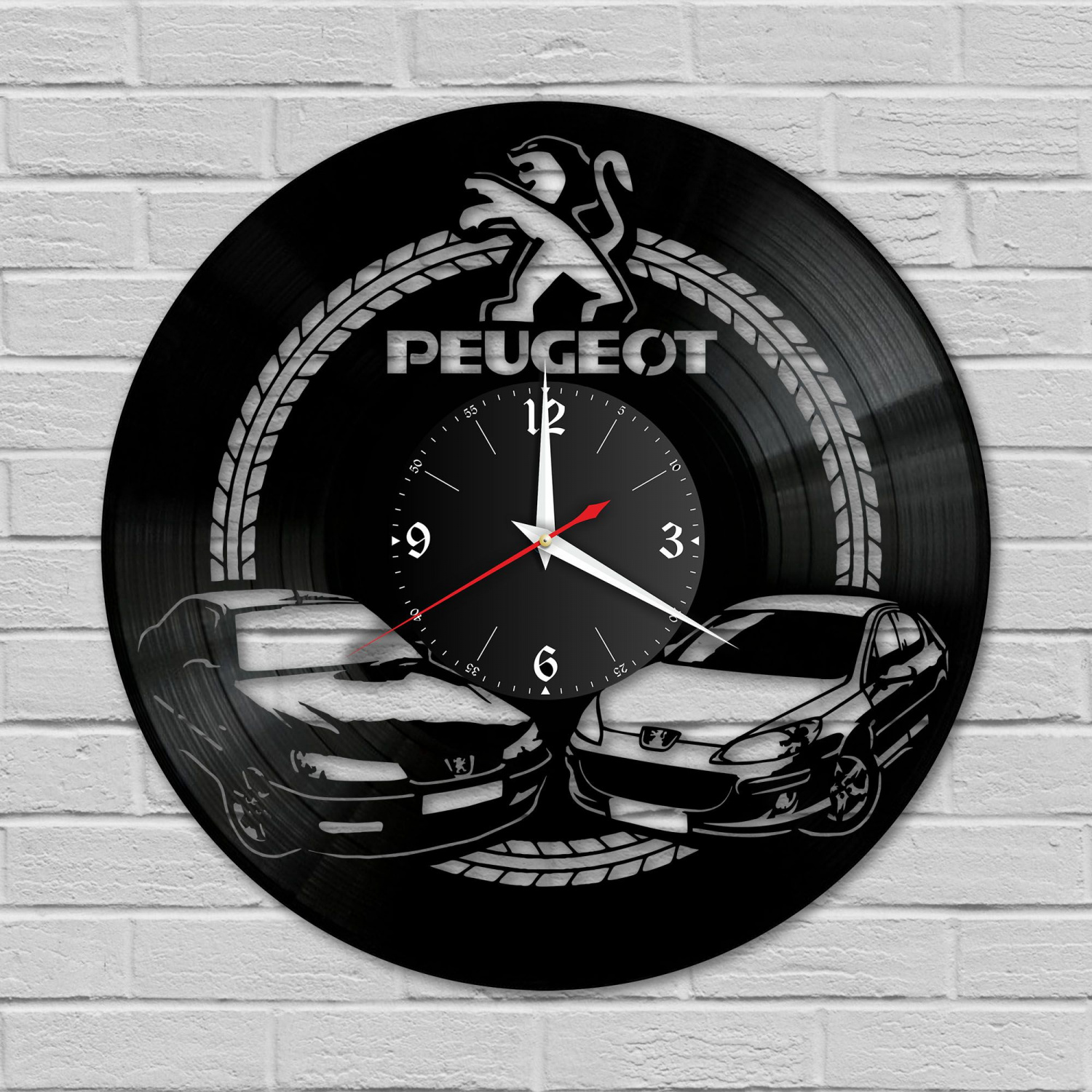 Часы настенные "Peugeot" из винила, №2 VC-10425