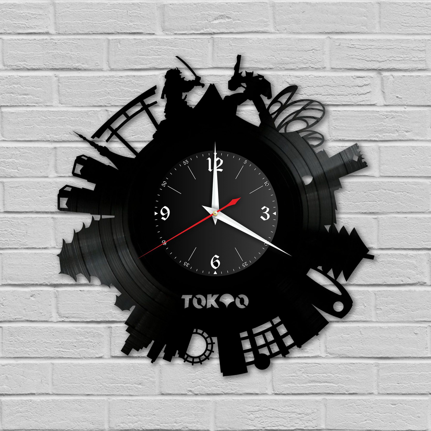 Часы настенные "город Токио" из винила, №1 VC-10490