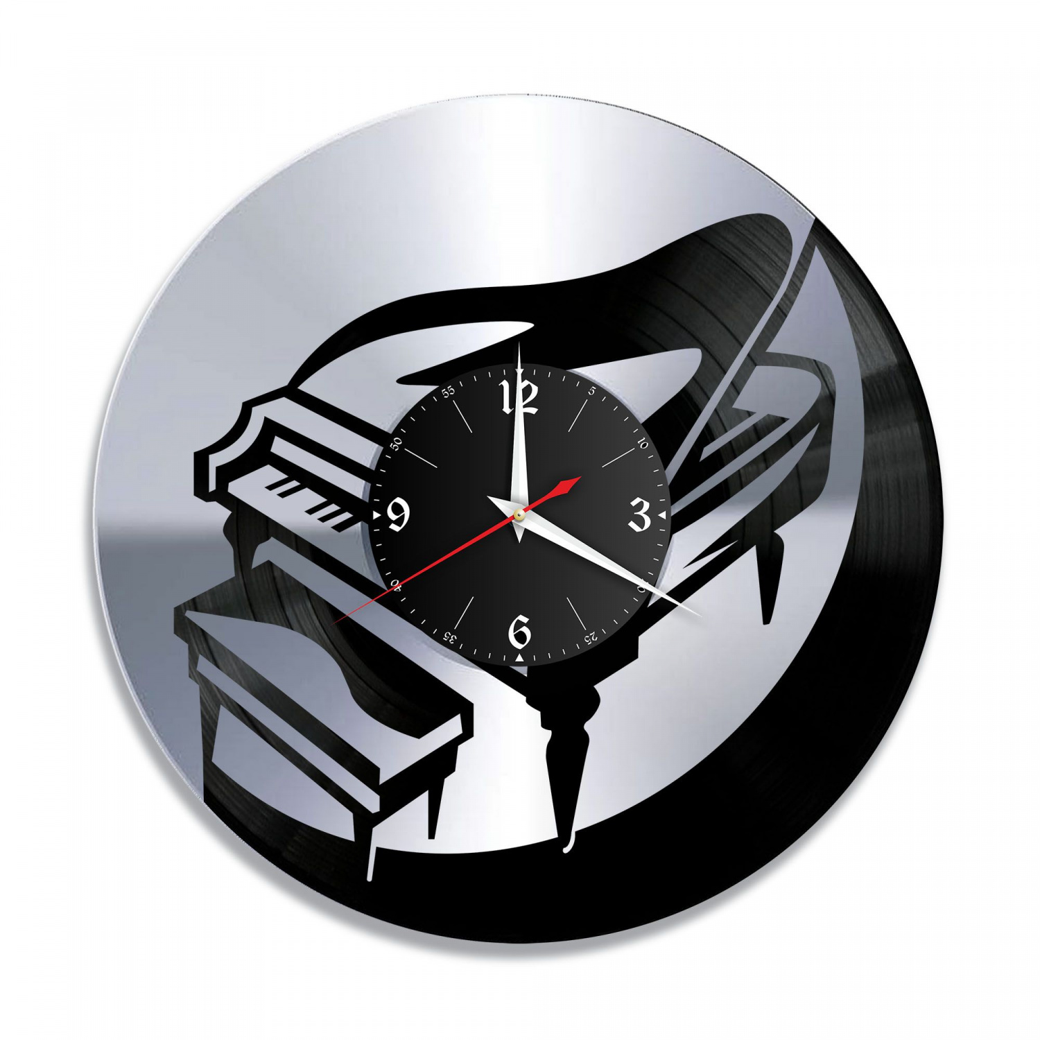Часы настенные "Музыка (Рояль), серебро" из винила, №25 VC-10895-2