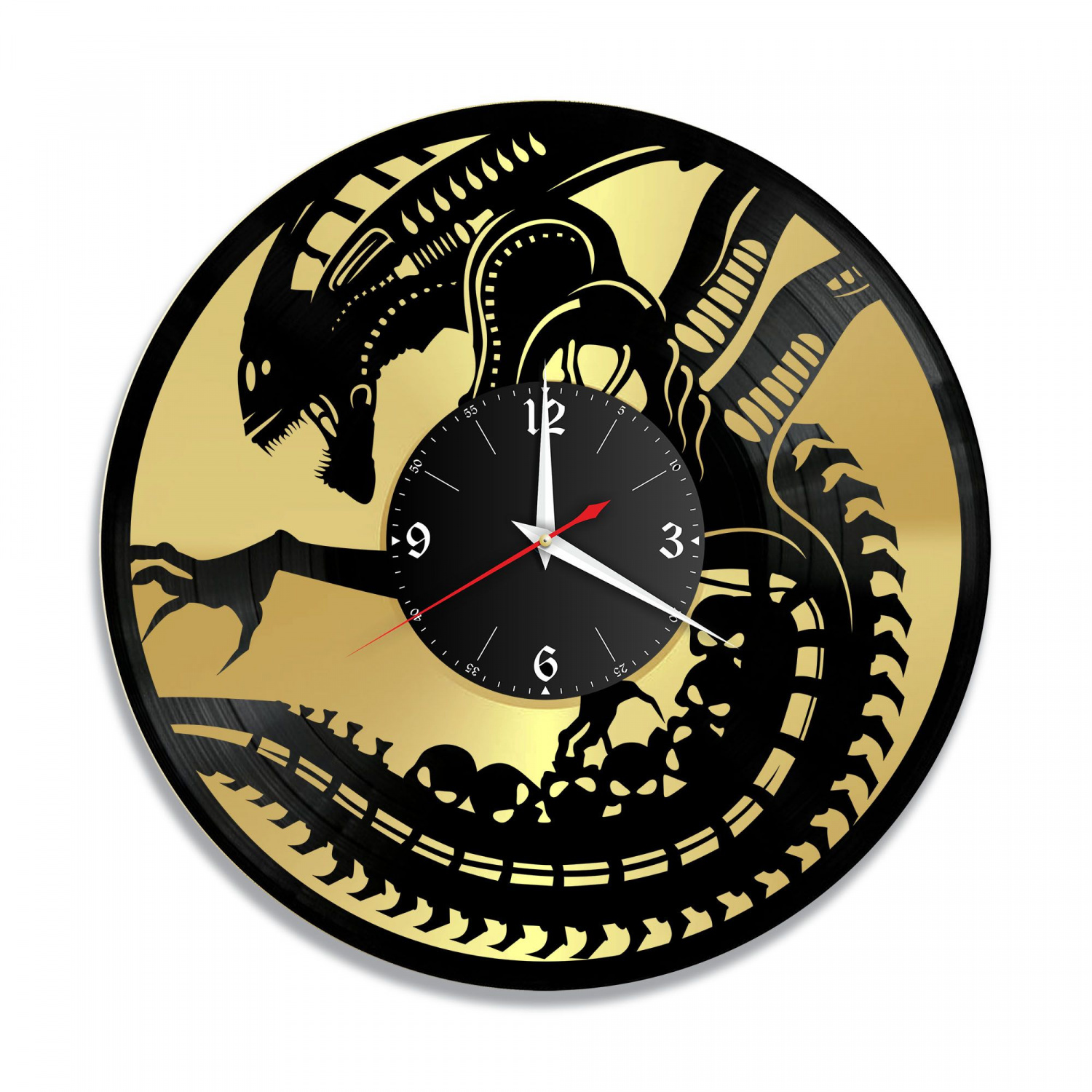 Часы настенные "Дракон, золото" из винила, №3 VC-12027-1