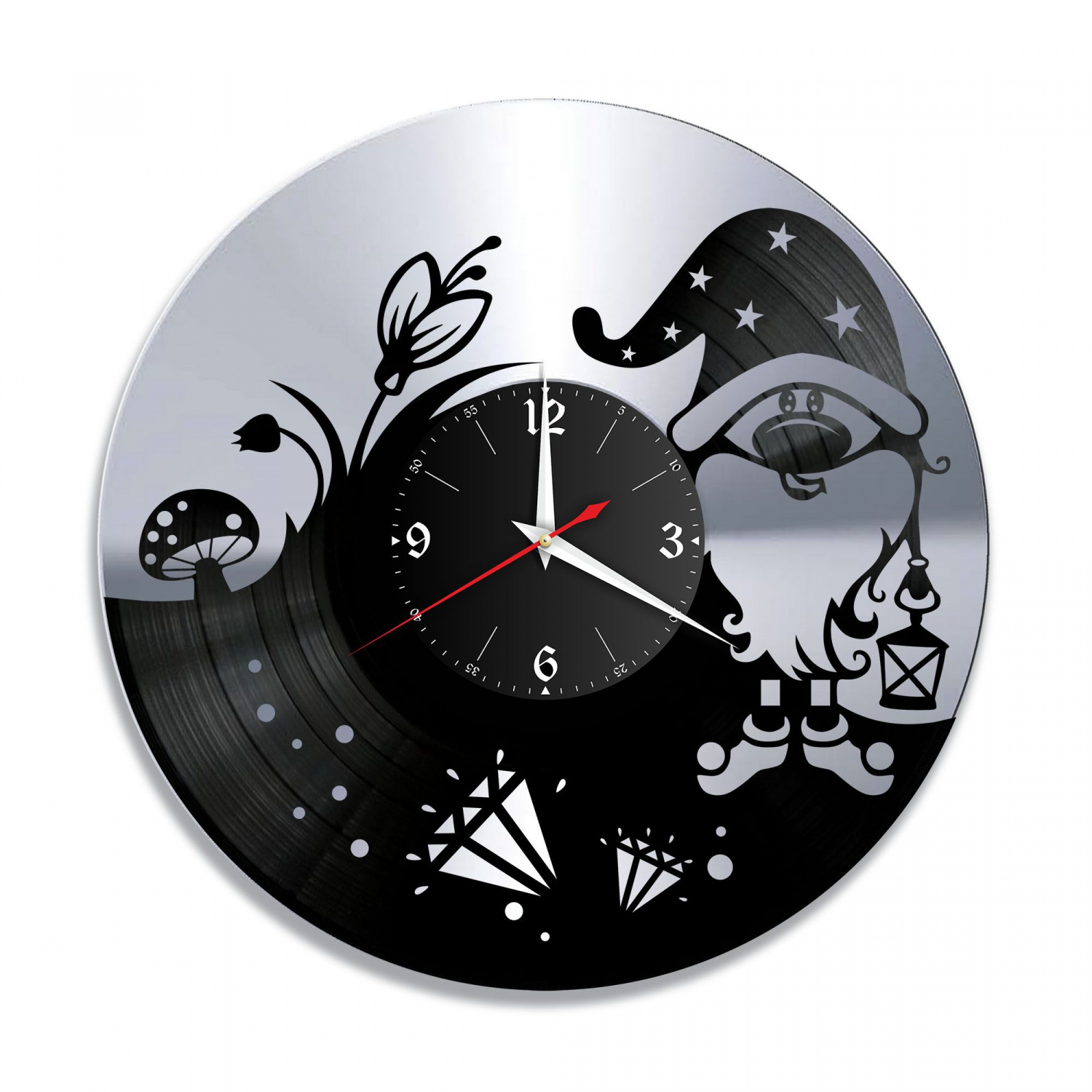 Часы настенные "Гномик, серебро" из винила, №1 VC-10781-2