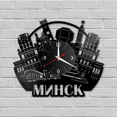Часы настенные "город Минск RU" из винила, №3