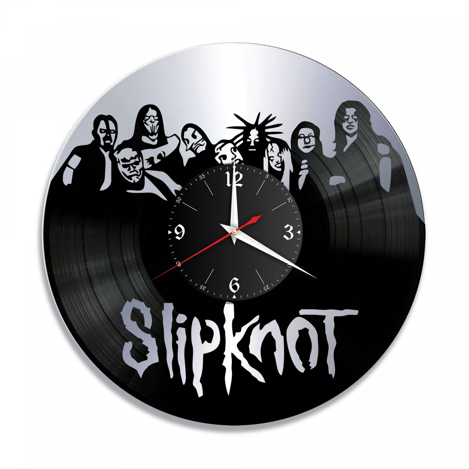 Часы настенные "группа Slipknot, серебро" из винила, №1 VC-10162-2